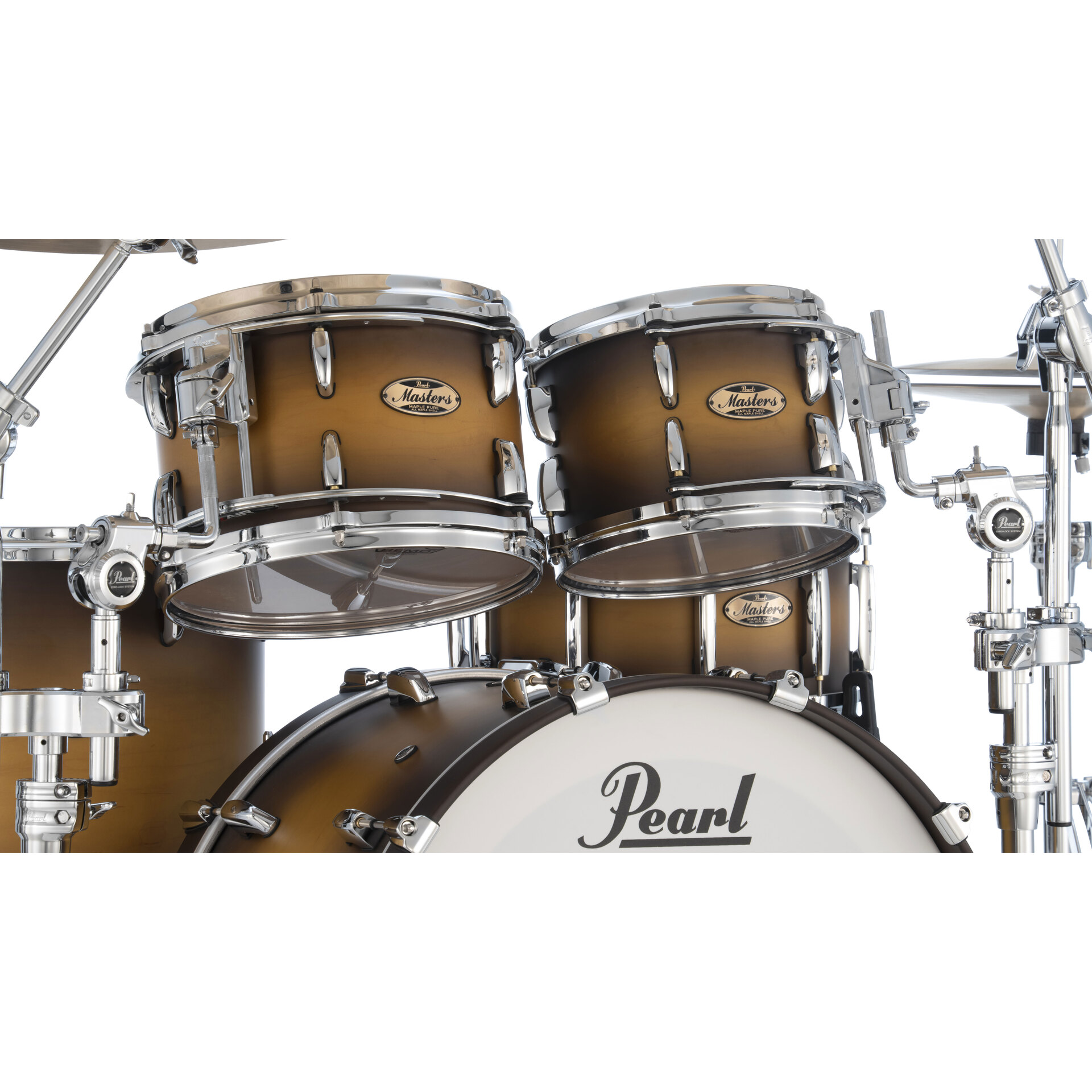 Pearl Masters Maple Pure 22" Matte Olive Burst L-Rod Gyrolock 3