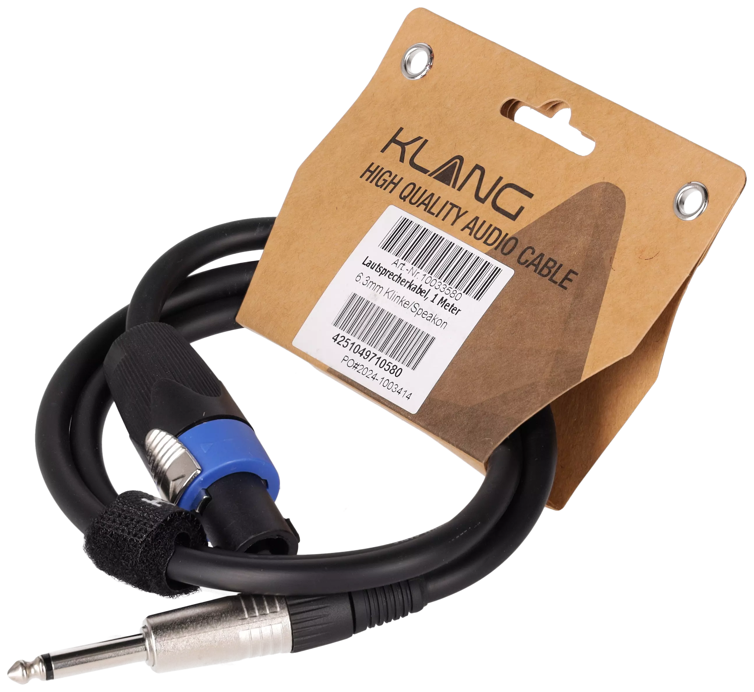 Klang Lautsprecherkabel, 1 Meter, 6,3mm Klinke / Speakon 3