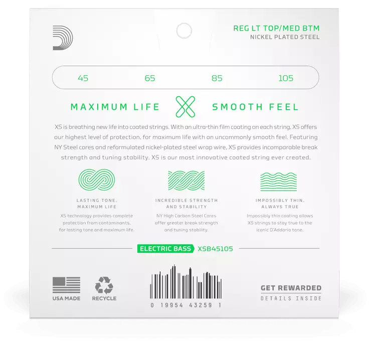 D’Addario XSB45105 Bass Regular Light Top Medium Long Scale 45-105 2