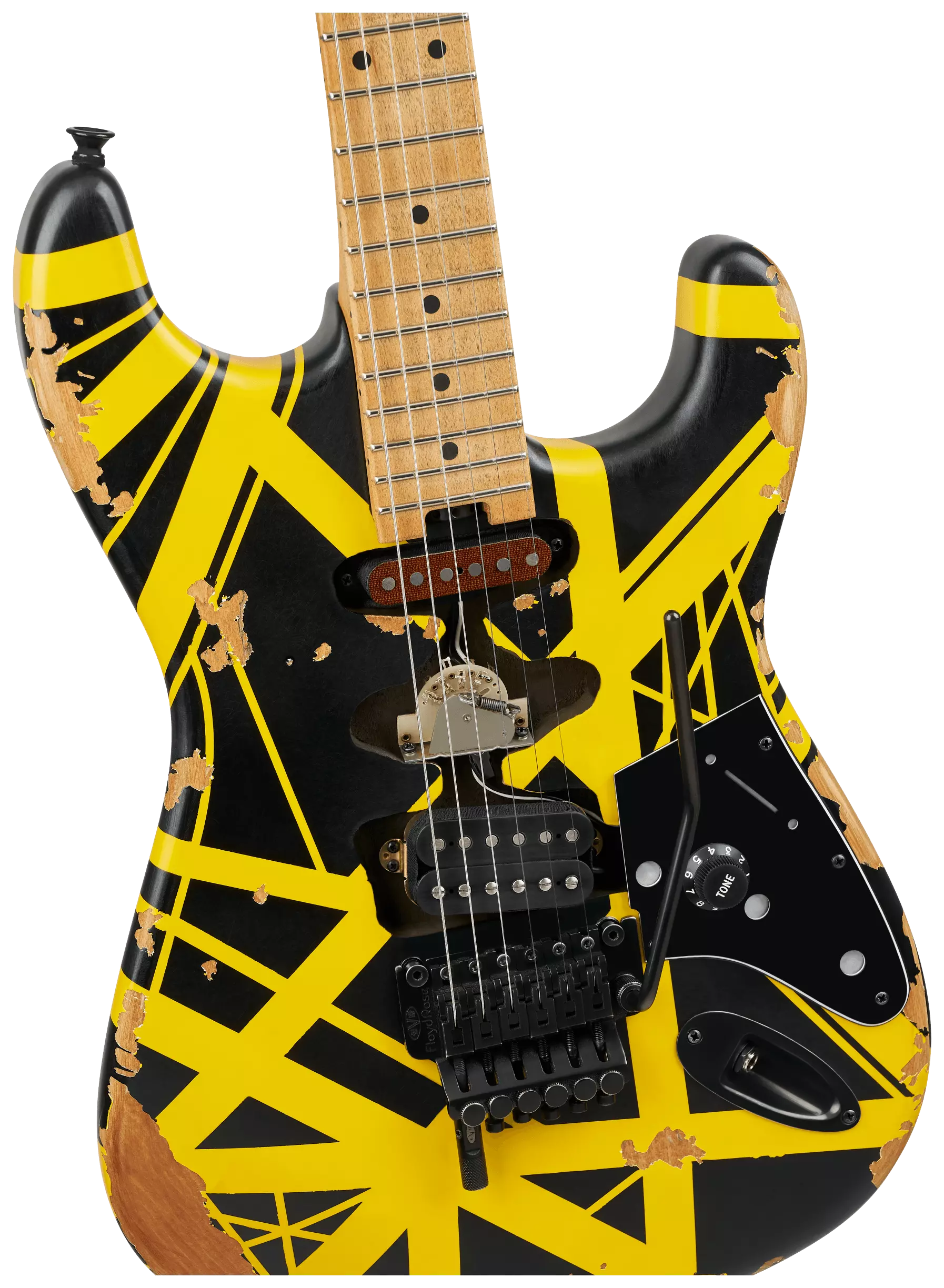 EVH LTD Striped Series Frankenstein MN Black with Yellow Stripes Aged 3