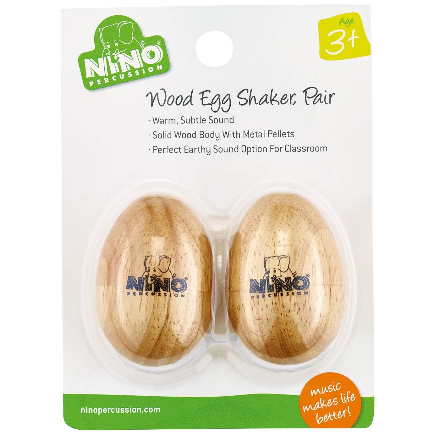 Nino Percussion Wood Egg Shaker Pair, Small