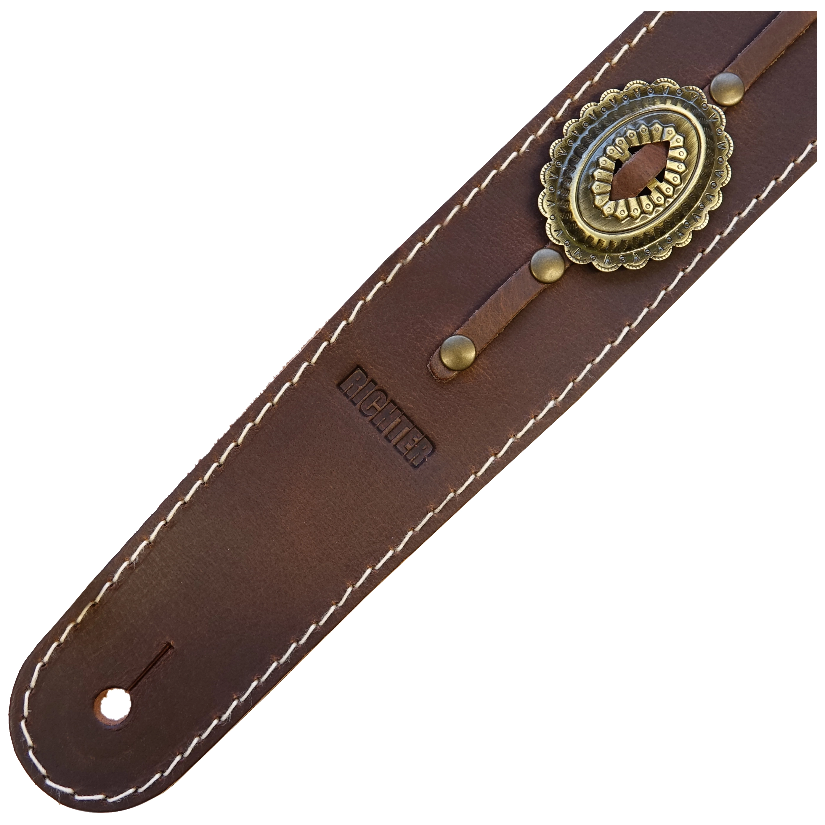 Richter Raw II Concho Gitarrengurt Brown / Old Brass 2