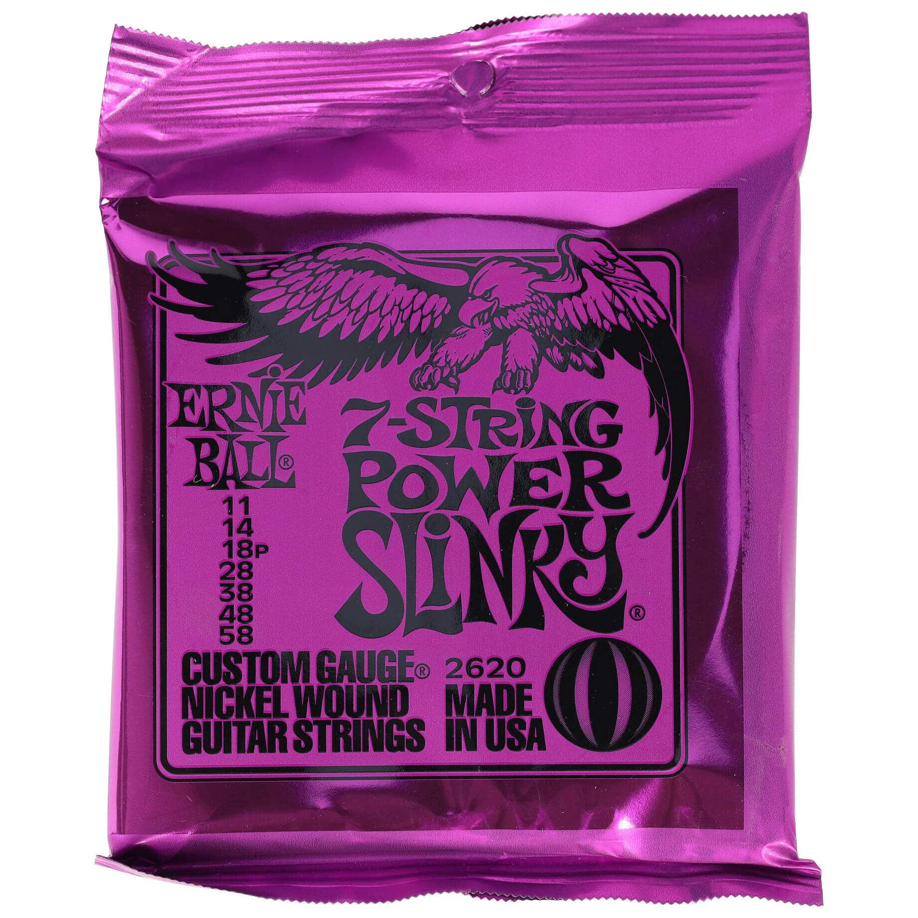 Ernie Ball 2620 7-String Power Slinky Nickel Wound Purple Pack | 011-058