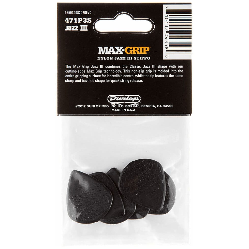 Dunlop Pick Max Grip Jazz III Stiffo Players Pack 6 Stück 1