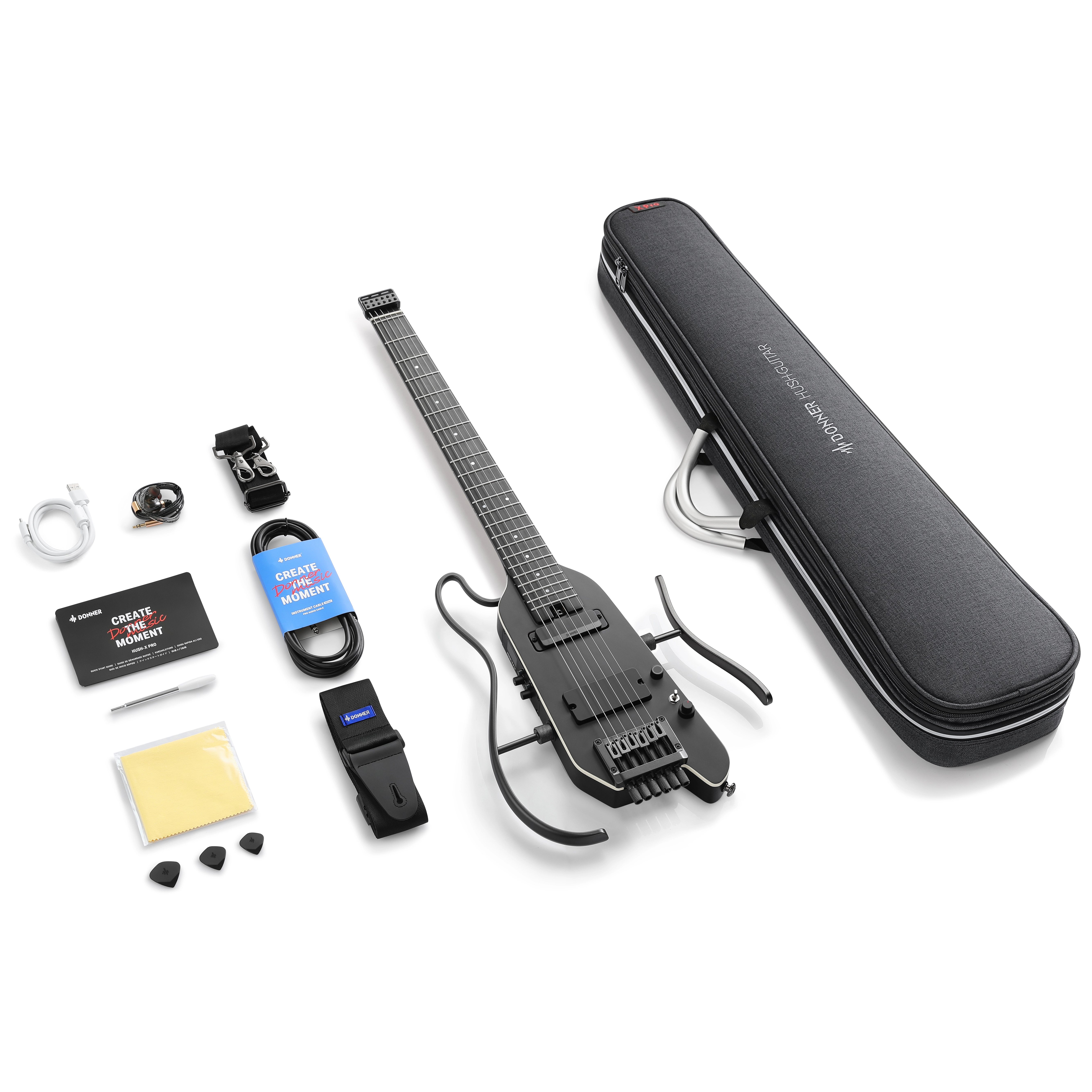 Donner HUSH-X Pro Traveler Guitar Black 3