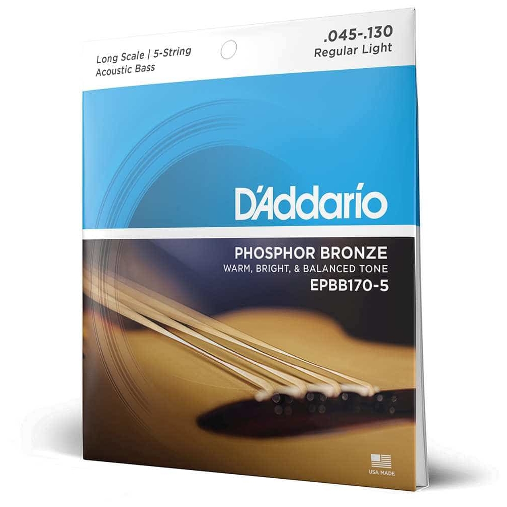 D’Addario - D’Addario EPBB170-5 - 5-String Acoustic Bass Phosphor Bronze, Long Scale 45-130 - 1