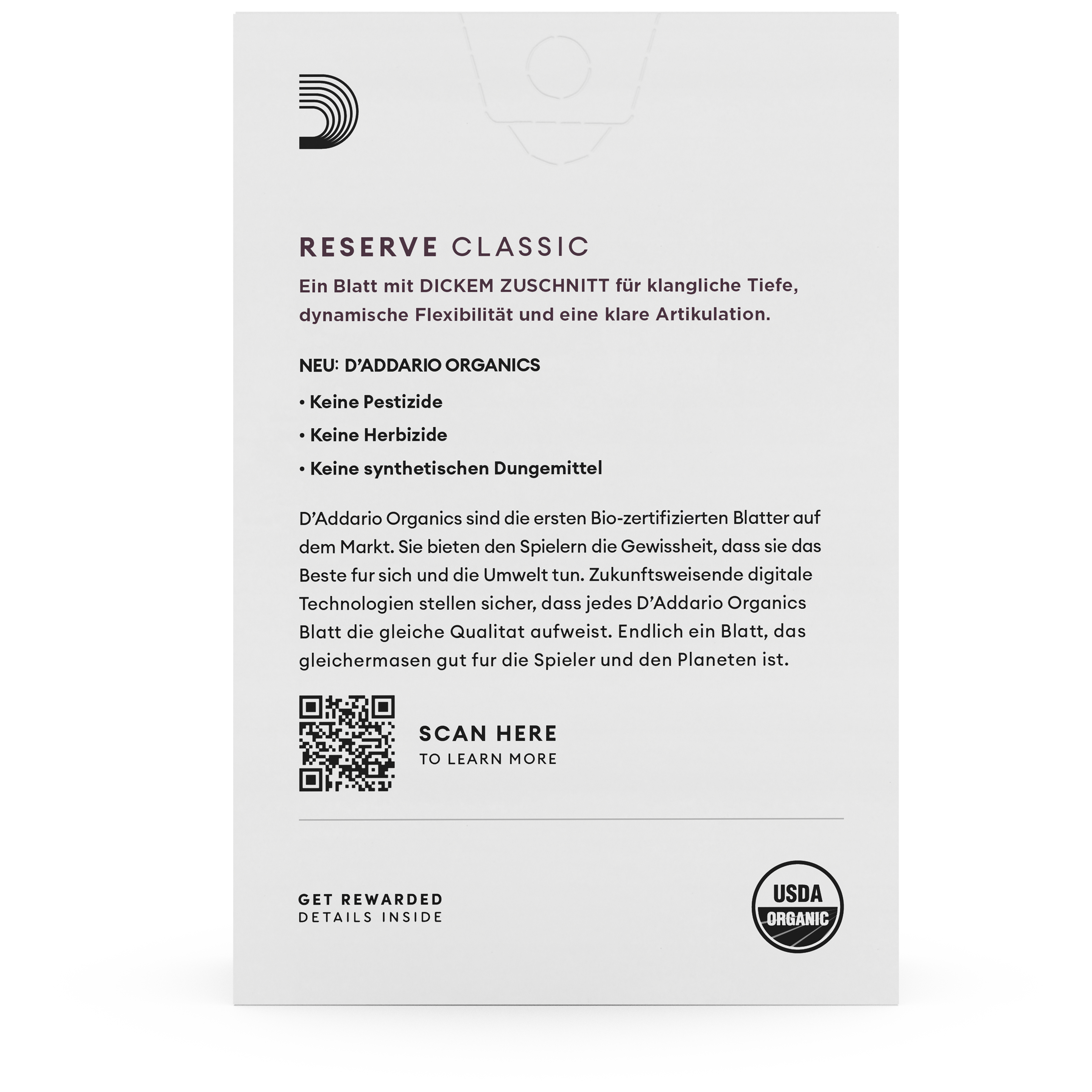 D’Addario Woodwinds Organic Reserve Classic German - Deutsche Klarinette 2,0 - 10er Pack 2