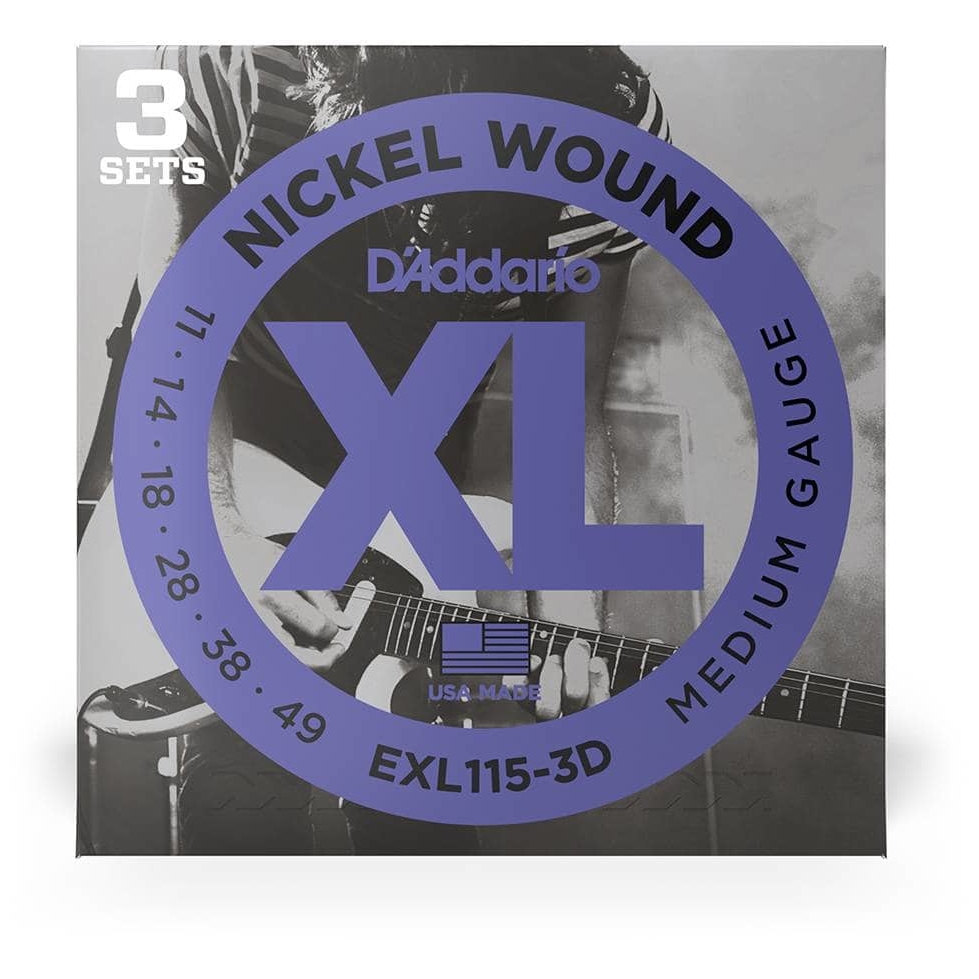D’Addario EXL115-3D - XL Electric Nickel Wound 3er Pack | 011-049