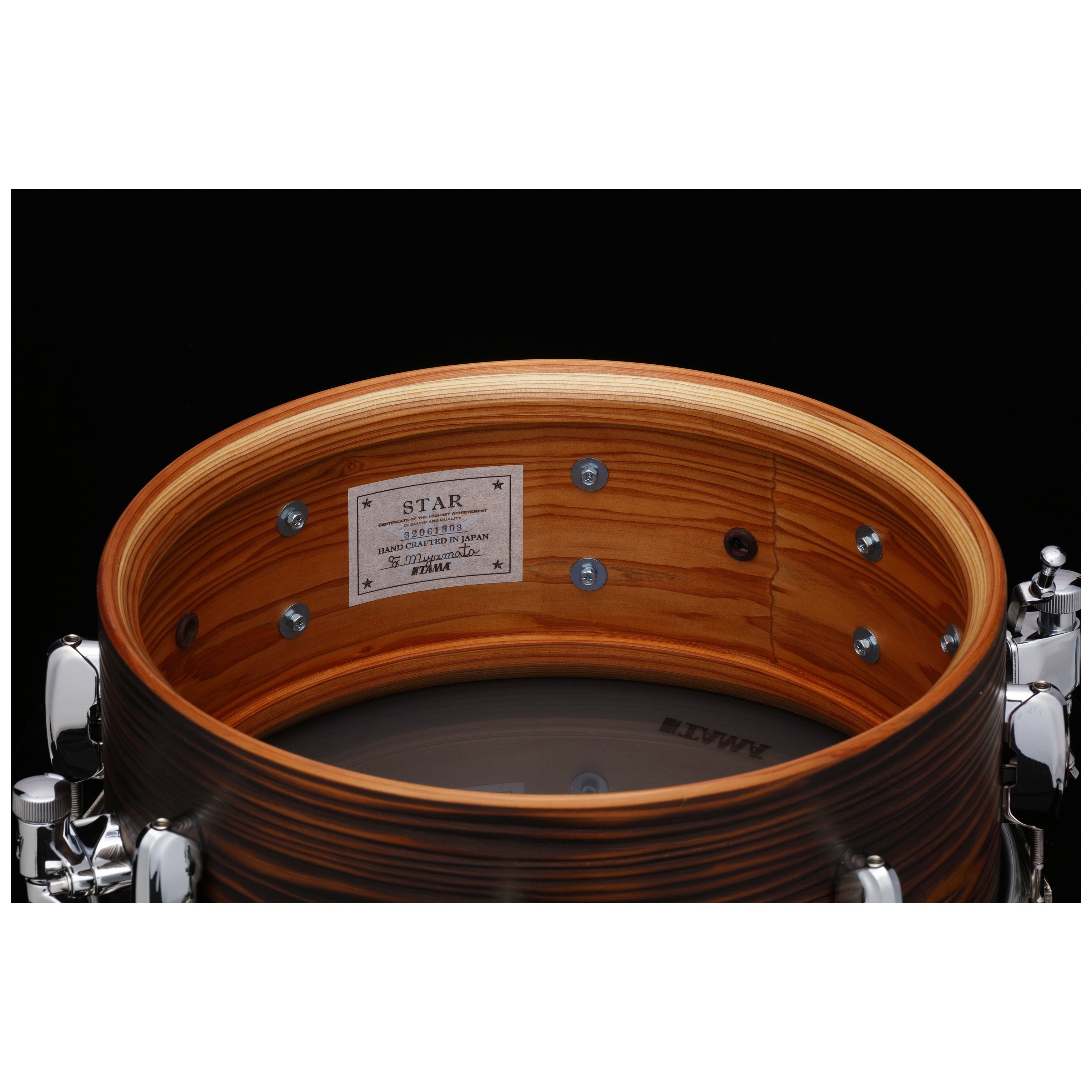 Tama TLJC146-BOC STAR Reserve Solid Cedar Snare Drum - 14" x 6" Burnt Oiled Cedar / Chrom HW 5