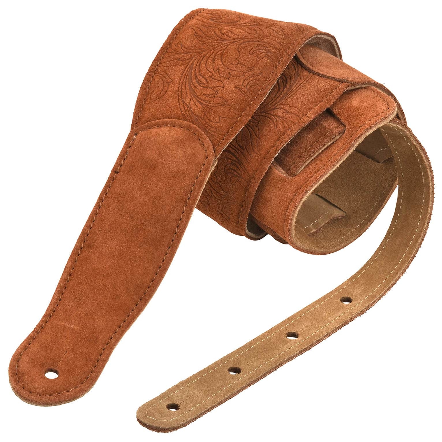 Session leather belt with floral brown padding