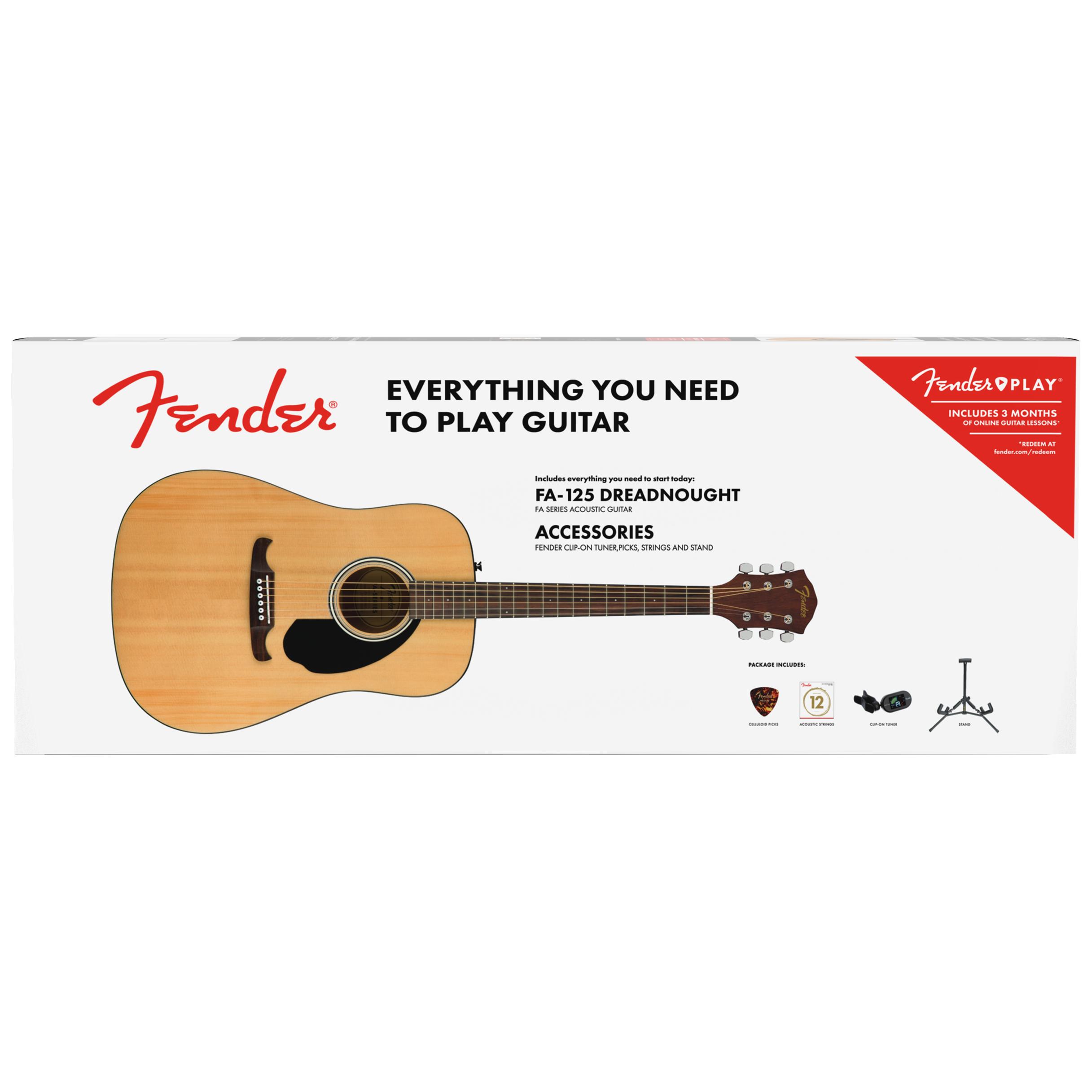 Fender FA-125 Dreadnought Acoustic Pack NAT WN 9