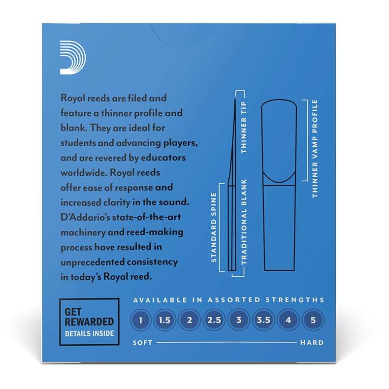 D’Addario Woodwinds - D’Addario Woodwinds Royal - Bb Klarinette 1,5 - 10er Pack - 3