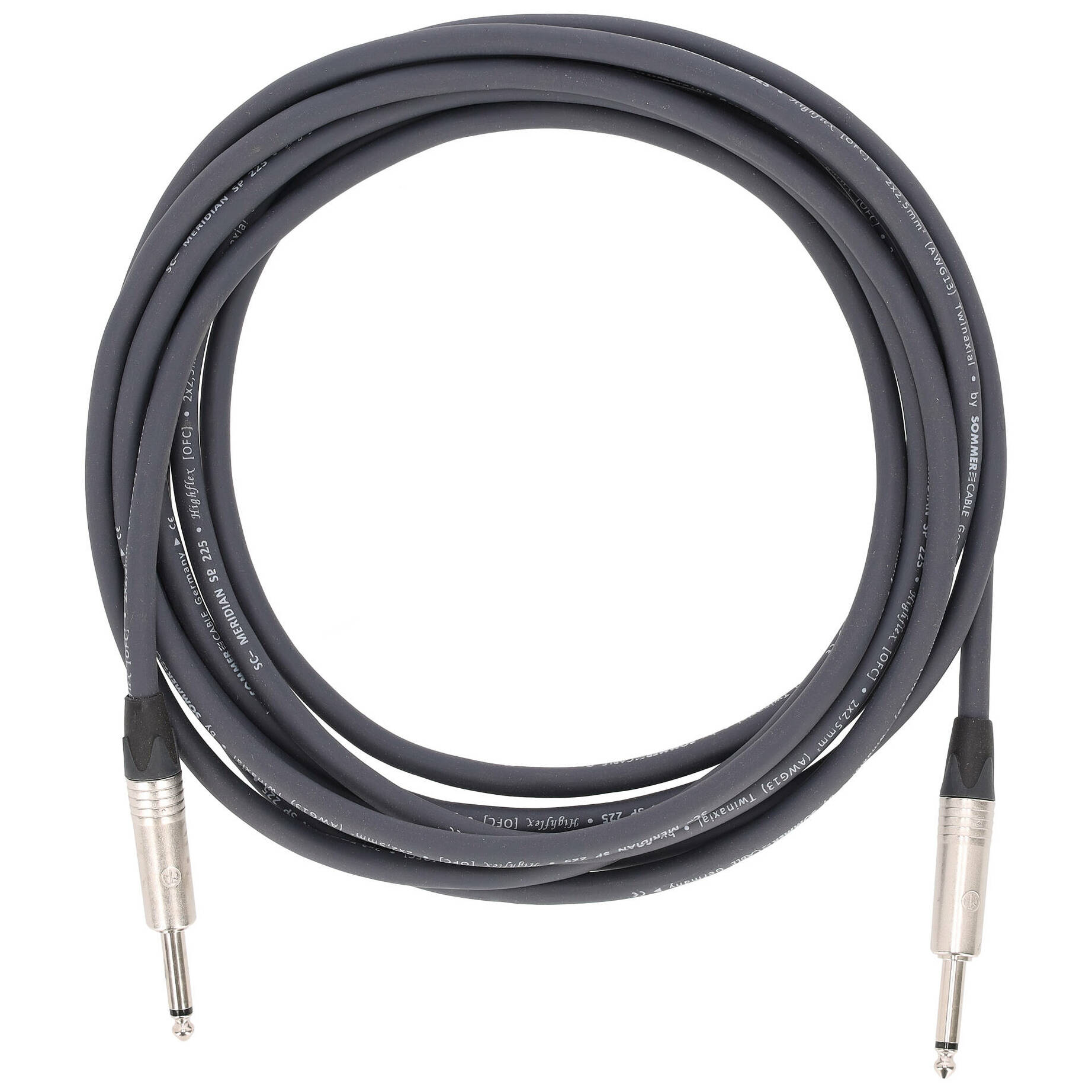 Sommer Cable MEN2-225-0500-GR Twinaxial Meridian Klinke Mono - Klinke Mono 5 Meter