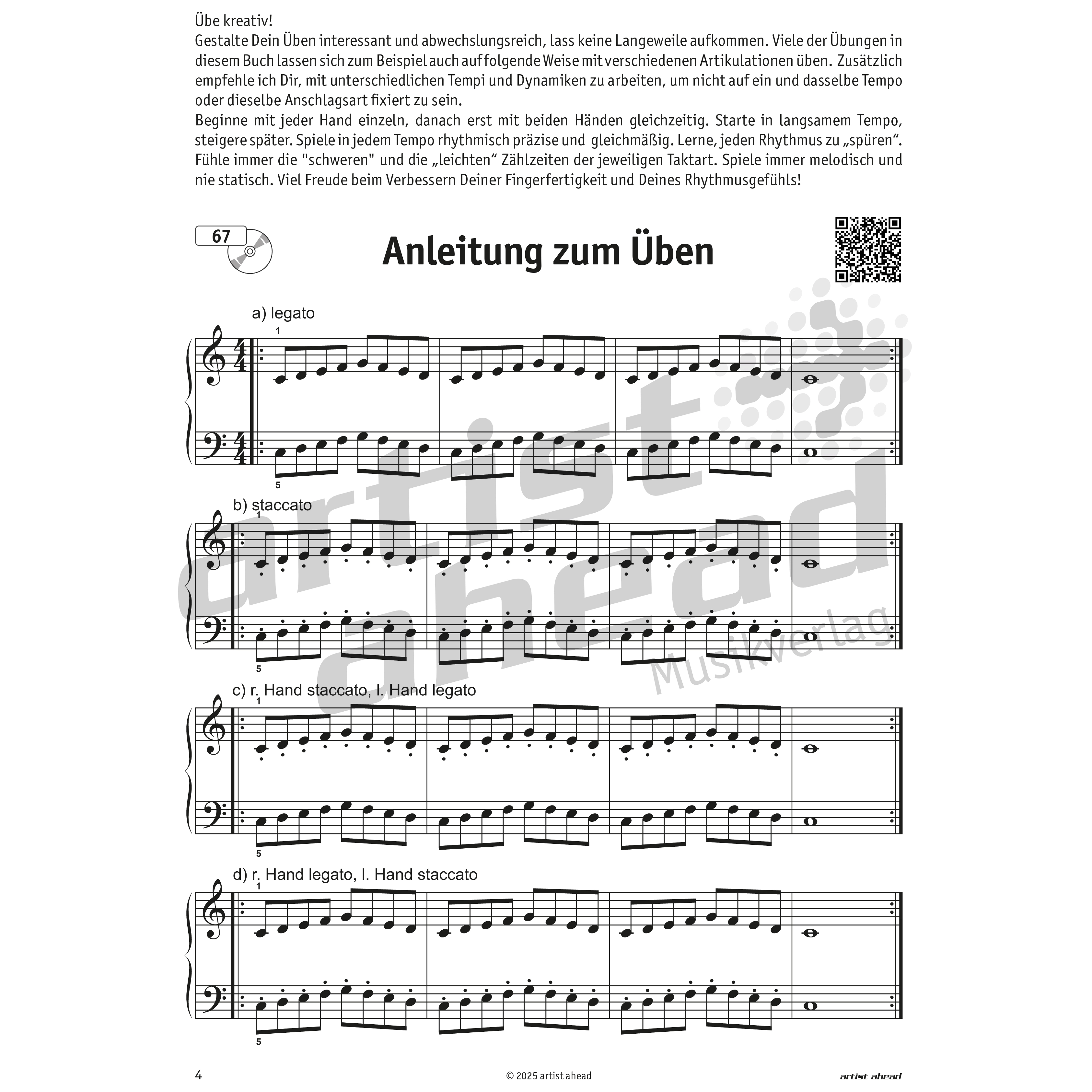 Artist Ahead 66 leichte Fingerübungen in C-Dur für Klavier - Elmar Mihm 3