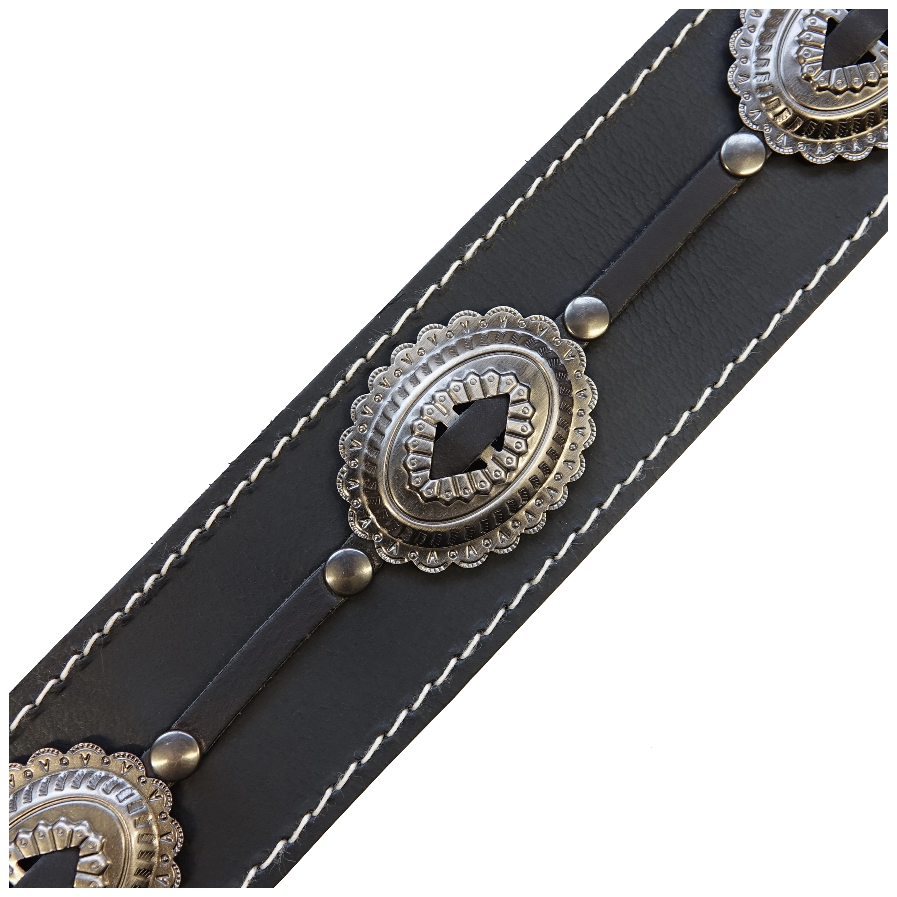 Richter Raw II Concho Gitarrengurt Black / Old Silver 2