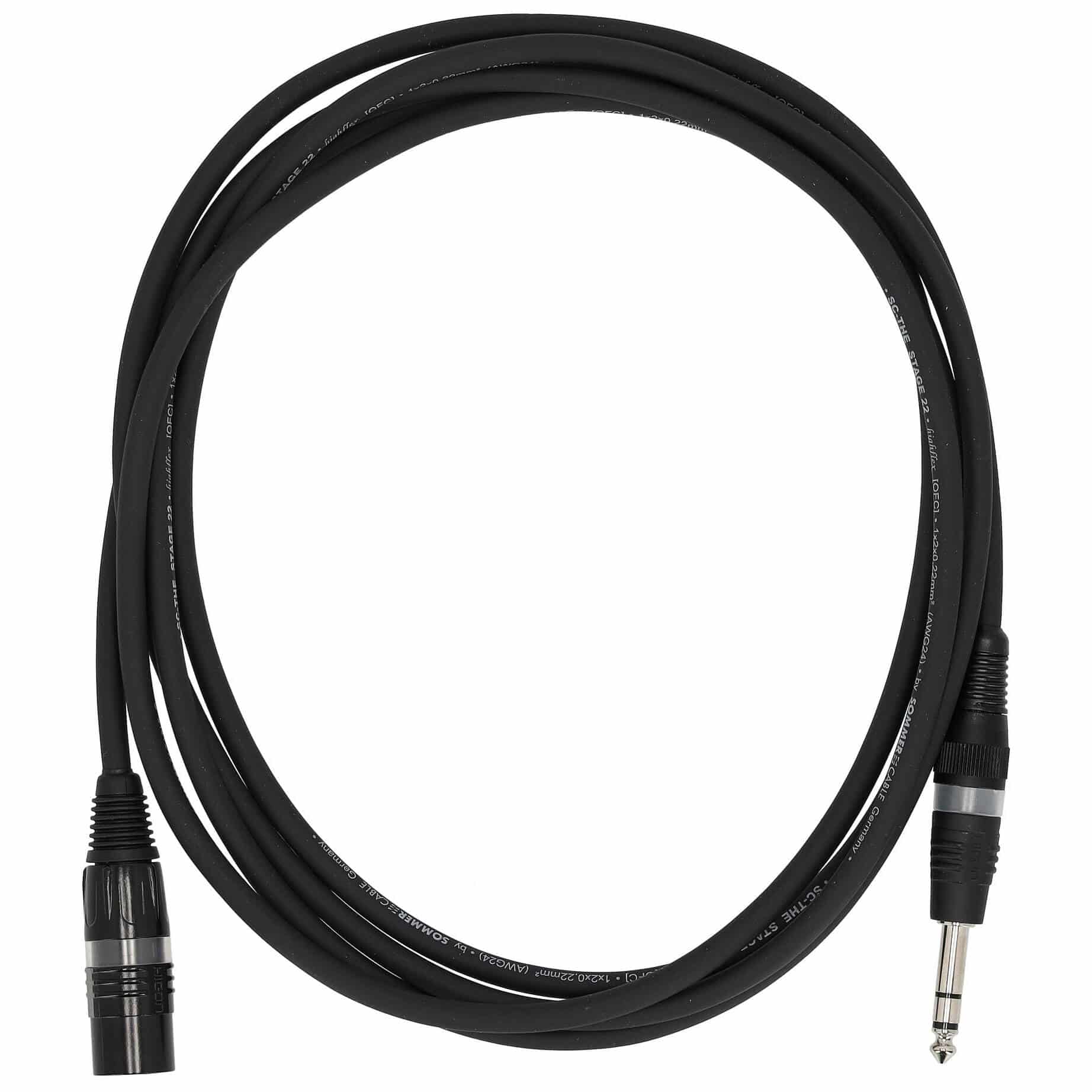 Sommer Cable SGFD-0300-SW Stage 22 Highflex XLR Male - Klinke Stereo 3 Meter