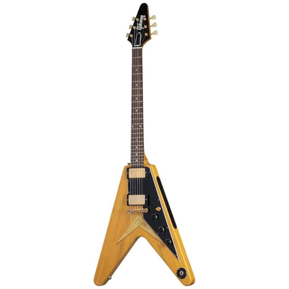 Gibson - Gibson 58 Korina Flying V Black Pickguard Natural VOS GH
