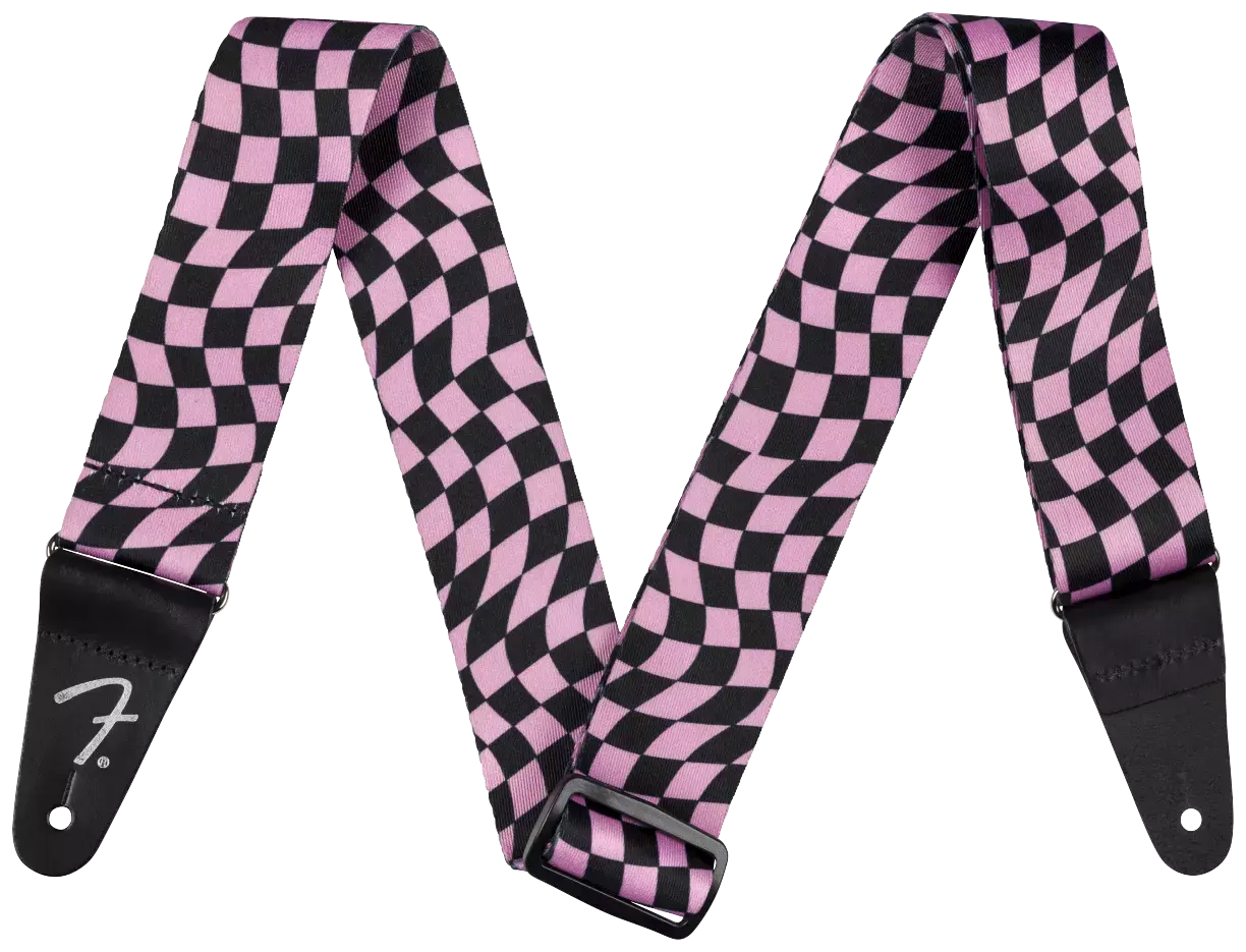 Fender Wavy Checker Poly Strap Pink 1