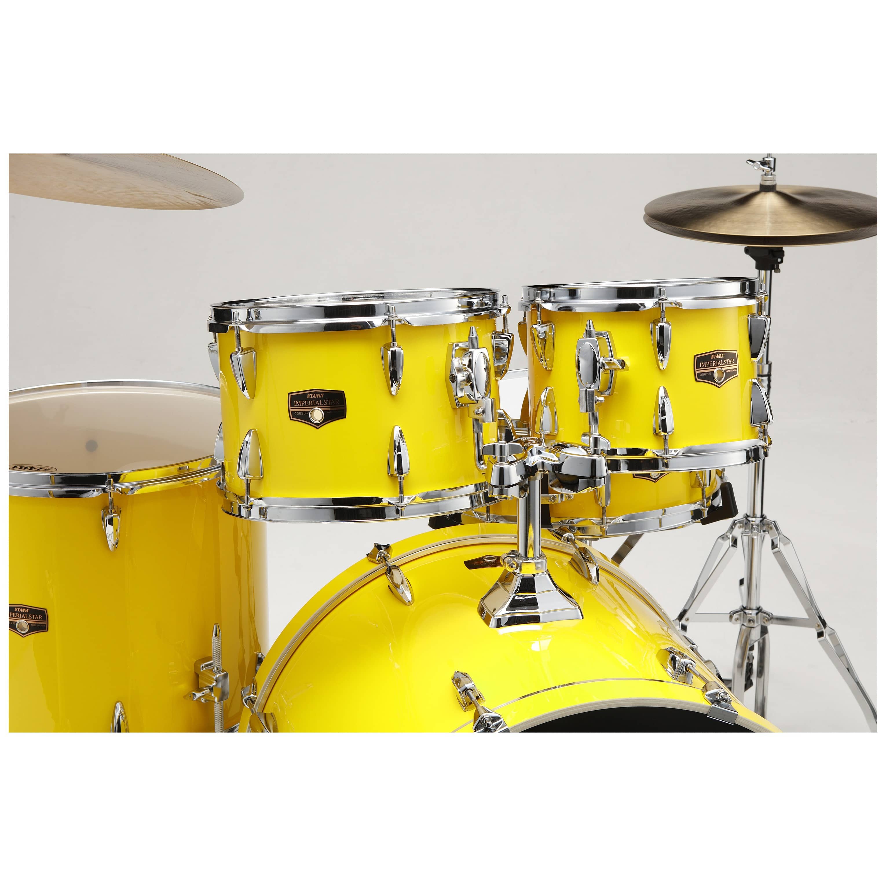 Tama IP52H6W-ELY Imperialstar Drumset 5 teilig - Electric Yellow / Chrom HW + MEINL Cymbals HCS Bronze 1