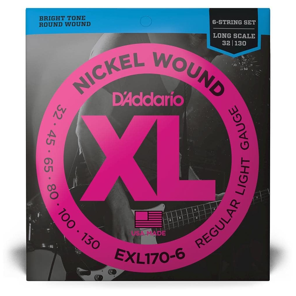 D’Addario EXL170-6 - XL 6-String Bass Nickel Wound, Long Scale 32-130