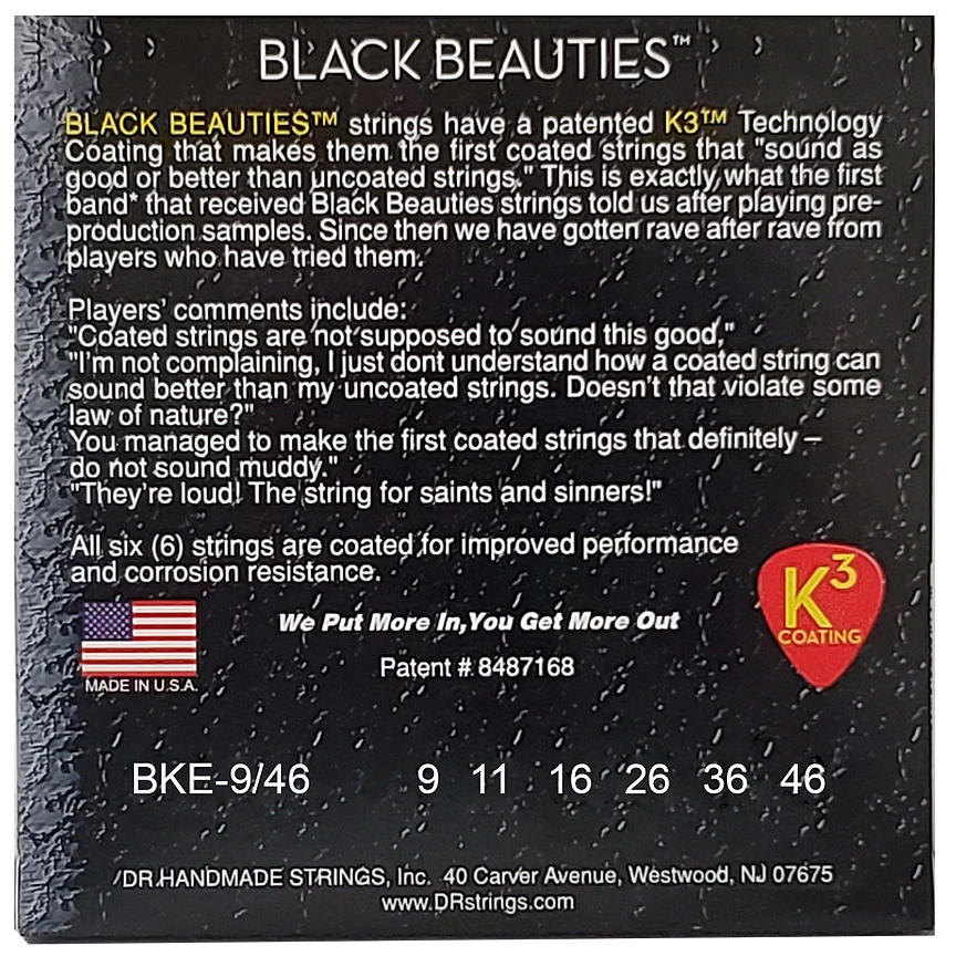 DR Strings DR Strings Black Beauties BKE-9/4 Lite-Heavy .009-.046 1