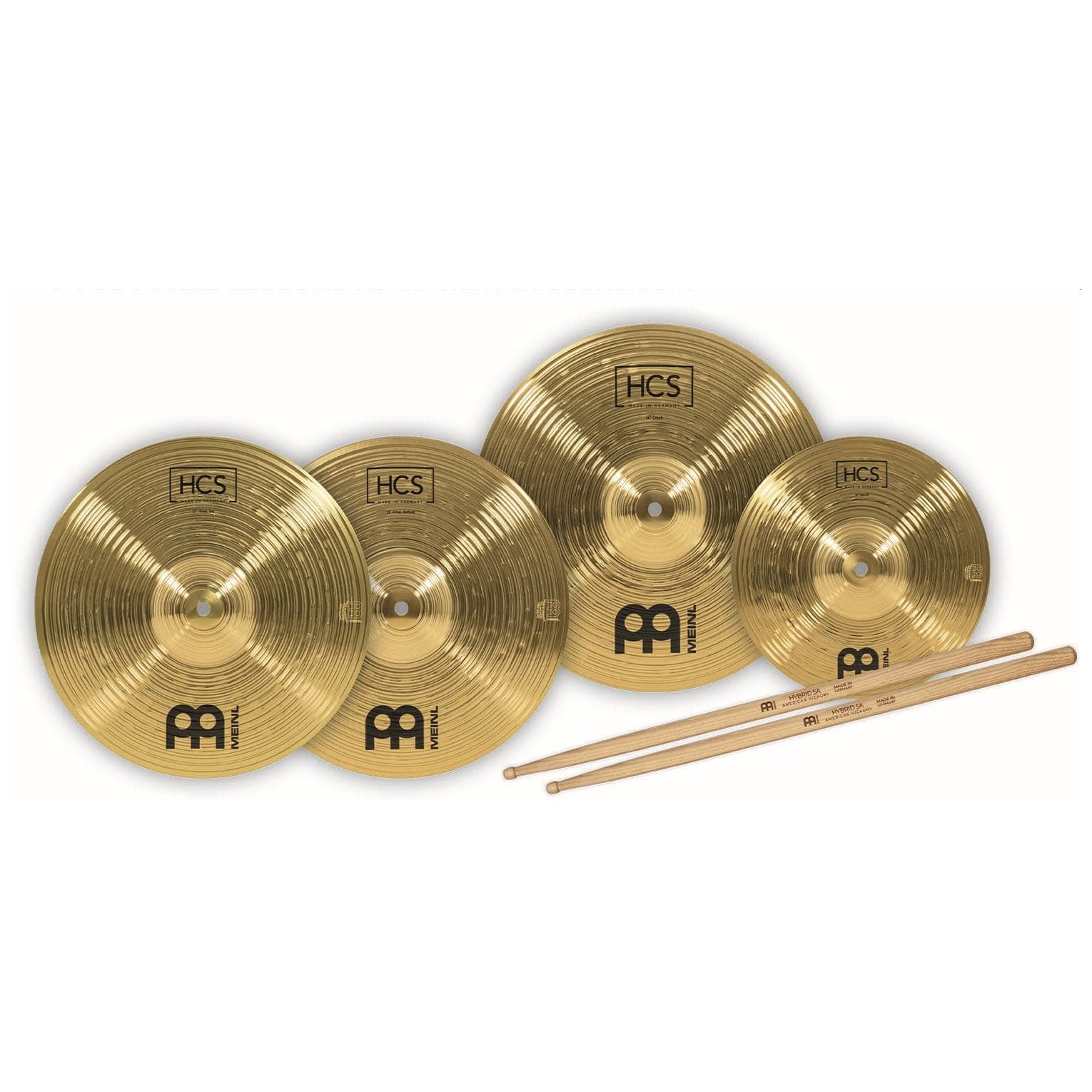 Meinl Cymbals - Meinl Cymbals HCS1314+10S - HCS Cymbal Set + free 10 Splash + free Drumsticks - 1