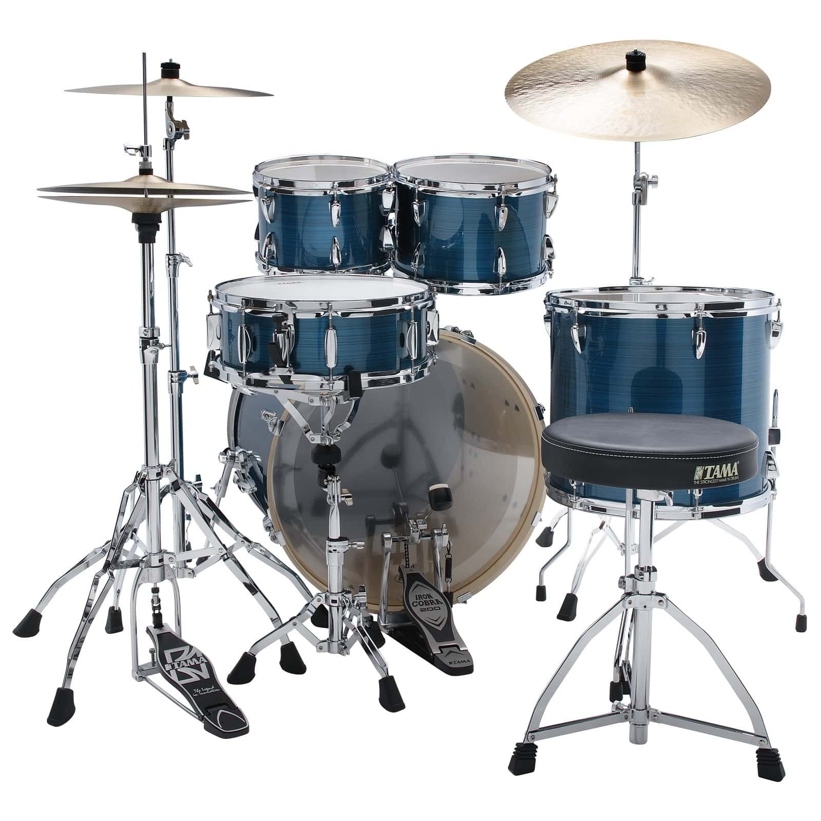 Tama IP52H6W-HLB Imperialstar Drumset 5 teilig - Hairline Blue/Chrom HW + MEINL Cymbals HCS Bronze 5