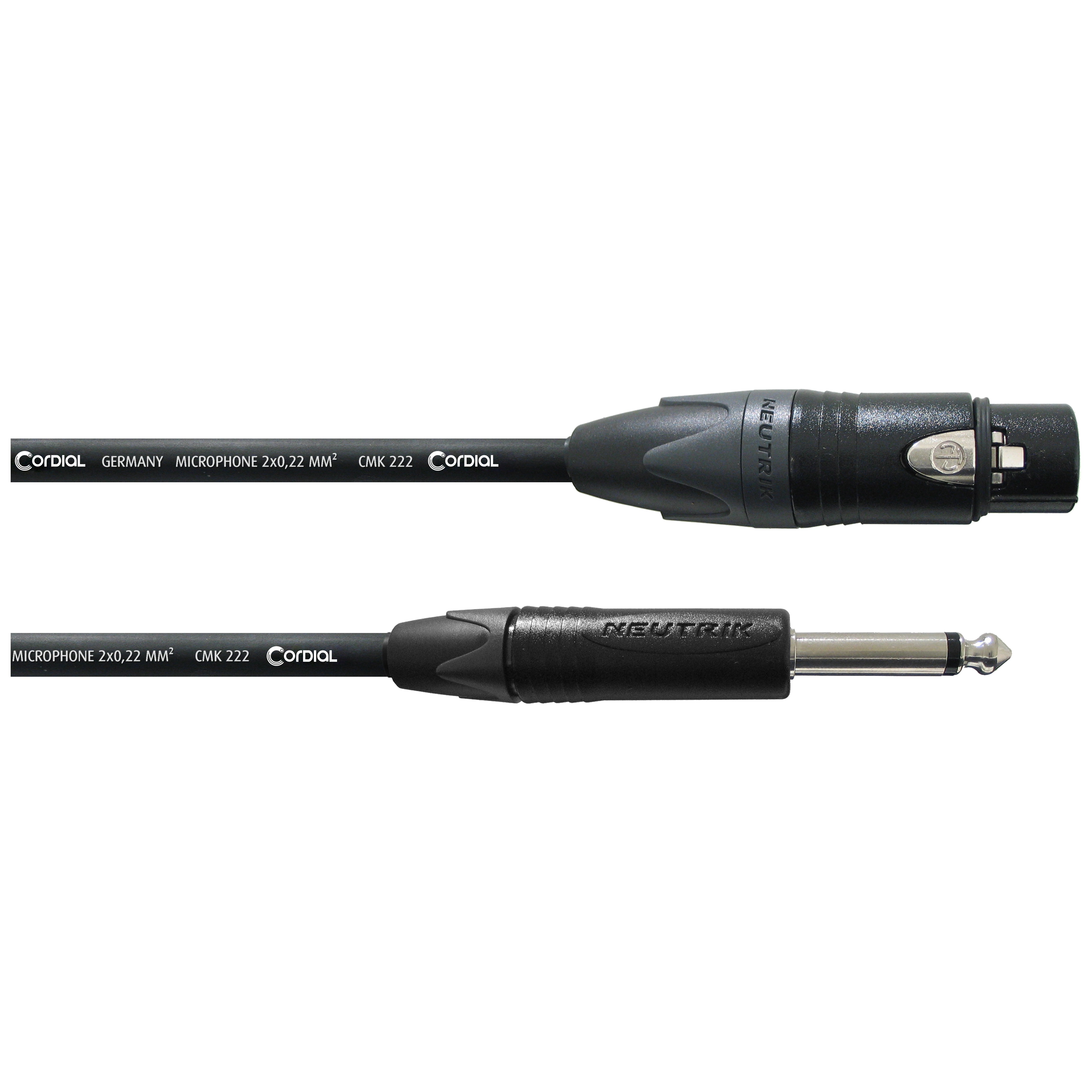Cordial Mikrofonkabel CPM 10 FP - 10 m, NEUTRIK XLR female silber / Klinke 6,3 mm mono schwarz 1