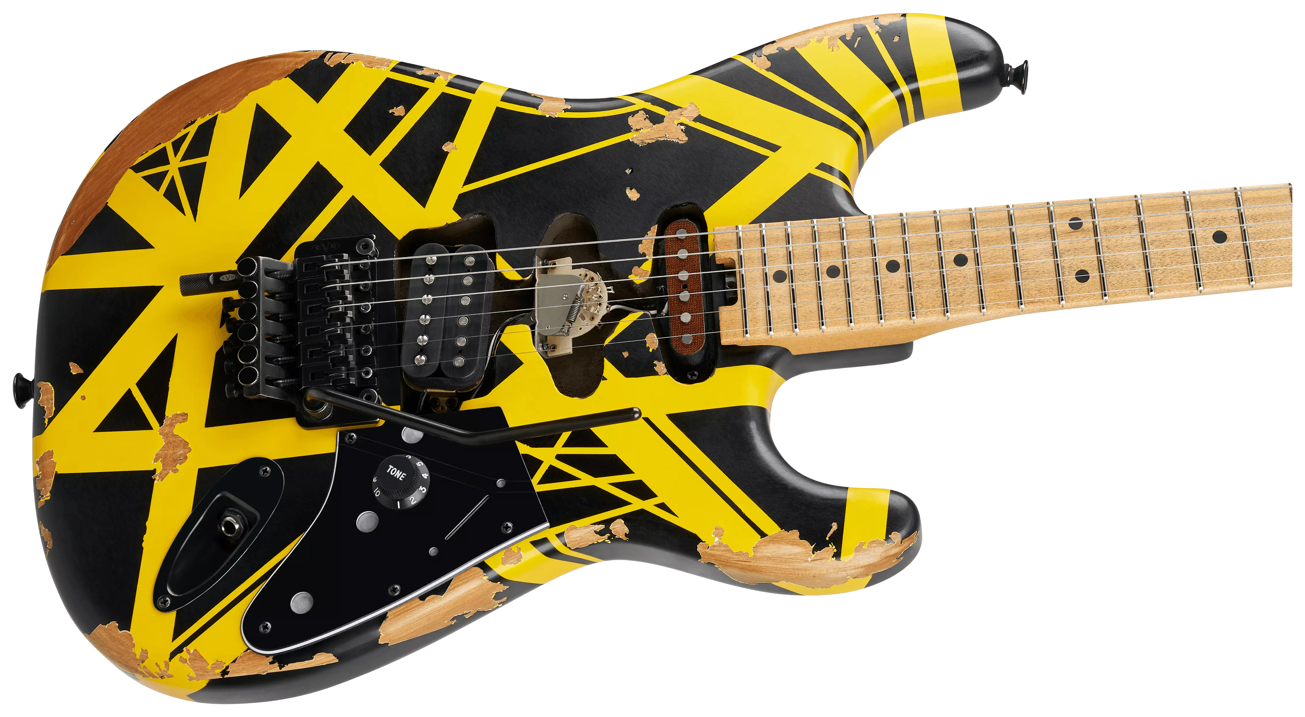 EVH LTD Striped Series Frankenstein MN Black with Yellow Stripes Aged 4