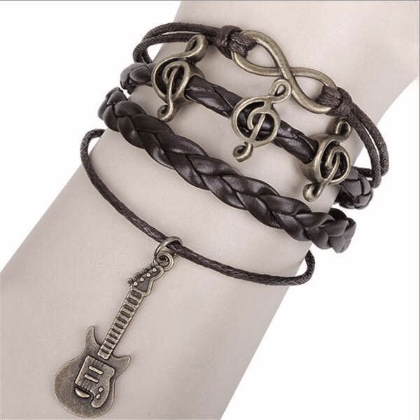Musikboutique Kübler Bracelet - Treble Clef & Guitar, black