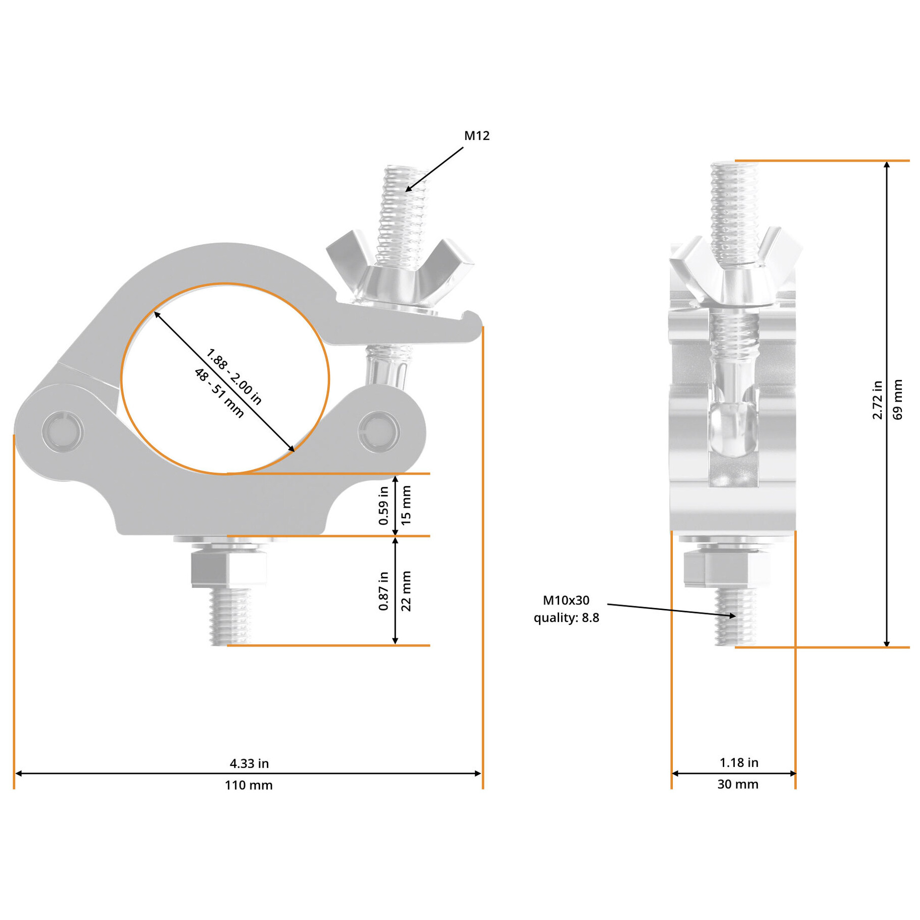 Global Truss Half Coupler Slim 48-51/30/300kg 1