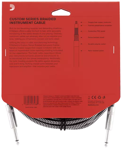 D’Addario PW-BG-15TW - 15Ft CS Braided Inst CBL TW 2