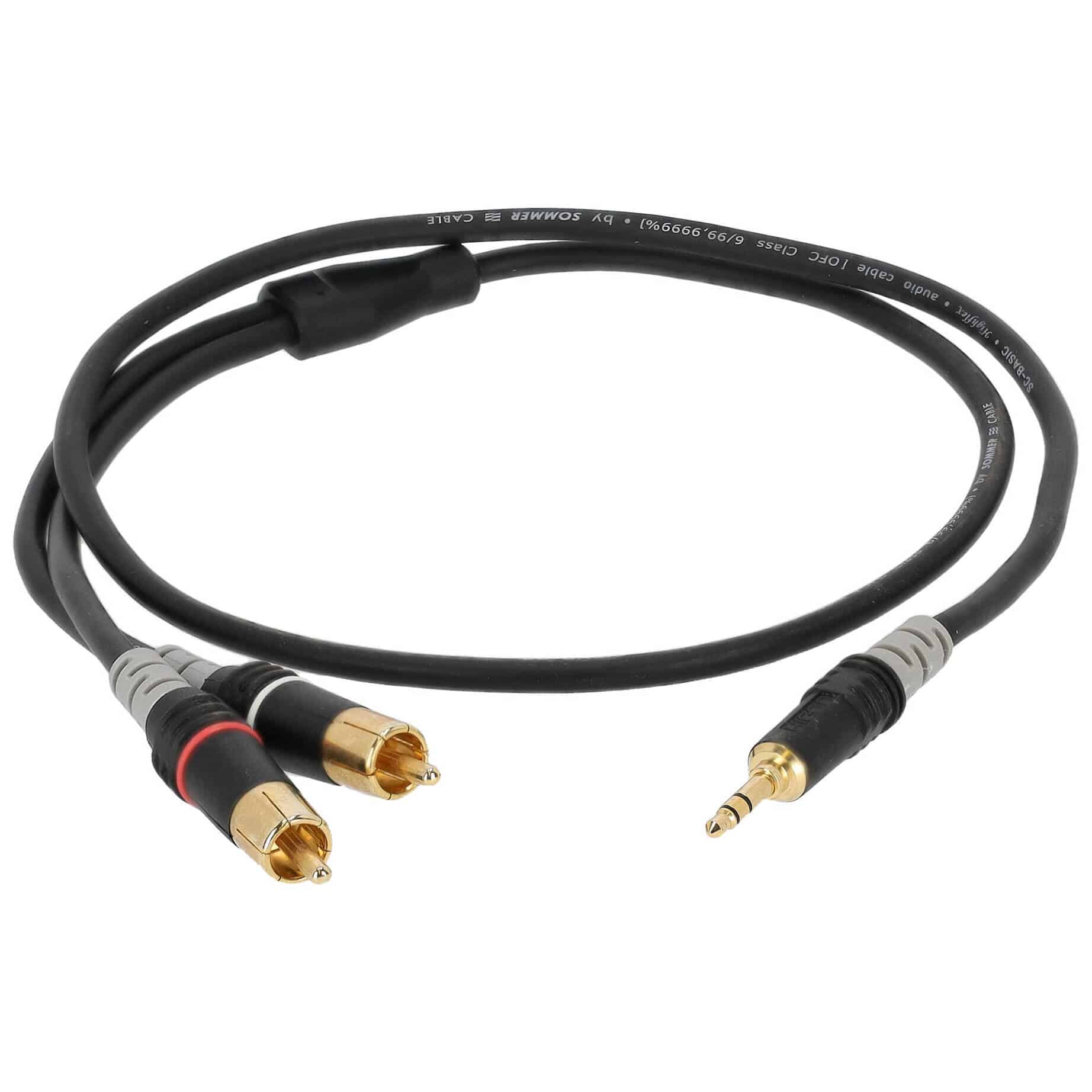 Sommer Cable HBA-3SC2-0090 Stereo Mini-Klinke auf 2 x Cinch, 0,9 mtr. 1
