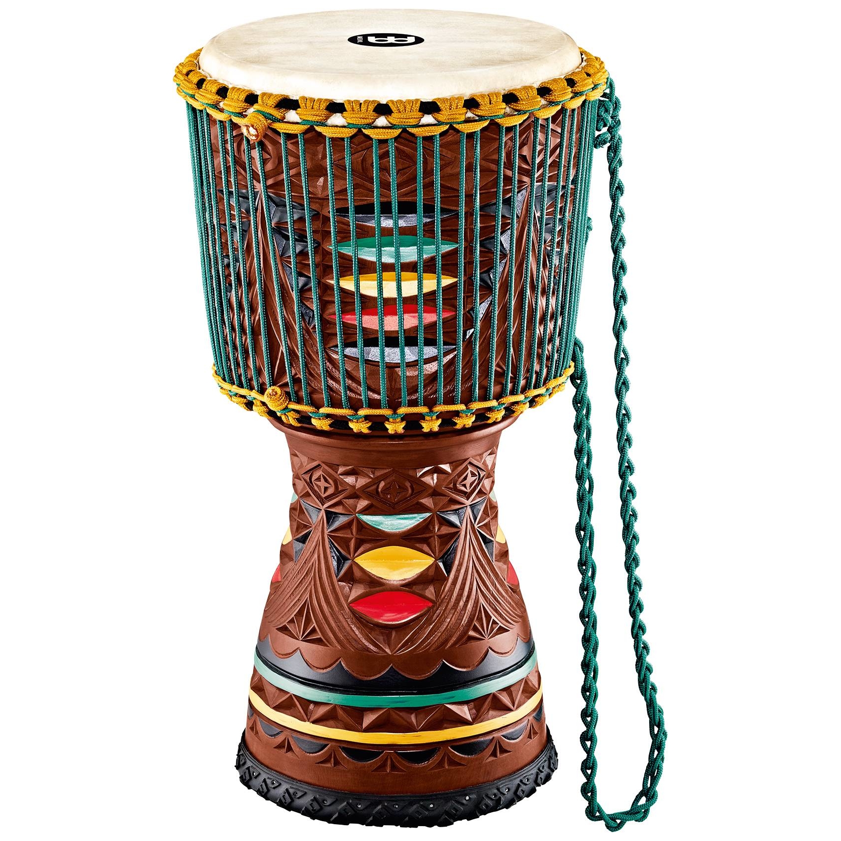 Meinl Percussion AE-DJTC2-L - 12" Artisan Edition Tongo Carved Djembe, Coloured Carving