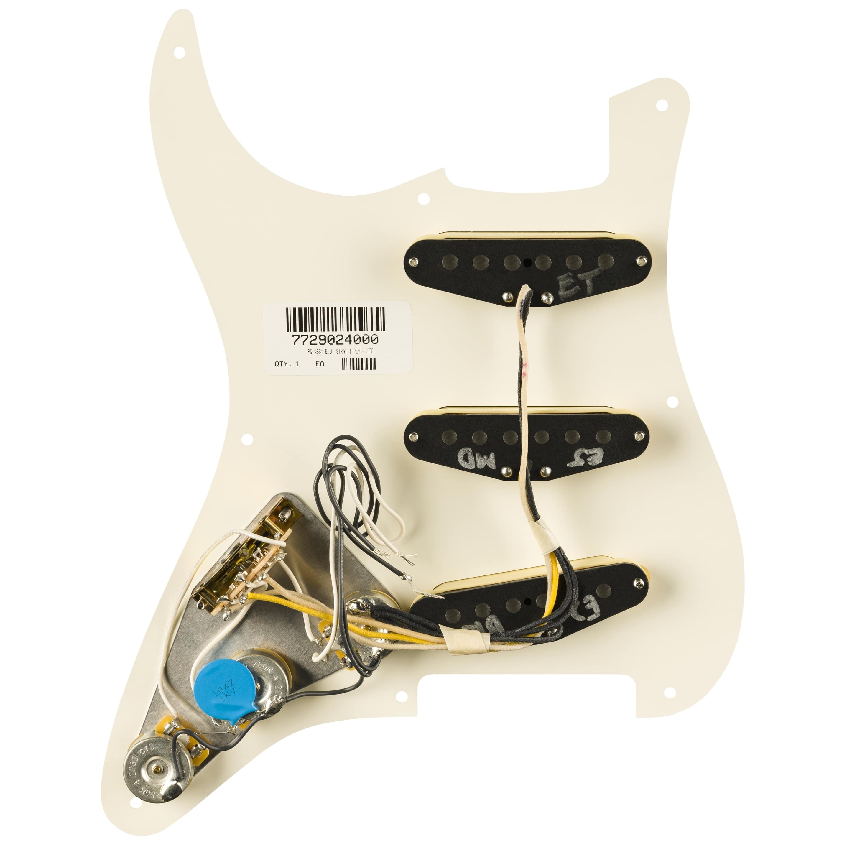 Fender Pre Wired Pickguard Set Eric Johnson Parchment 8 Hole 1