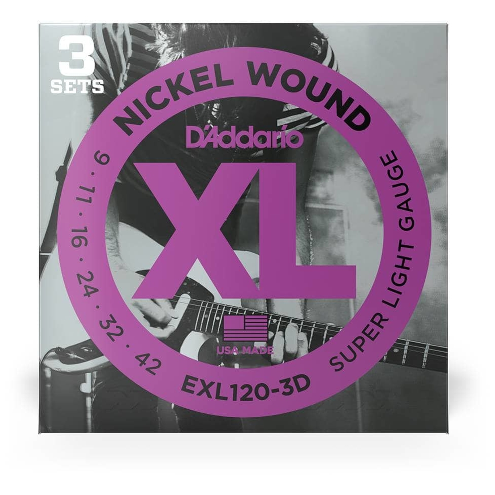 D’Addario EXL120-3D - XL Electric Nickel Wound 3er Pack | 009-0042 - Saiten E-Gitarre