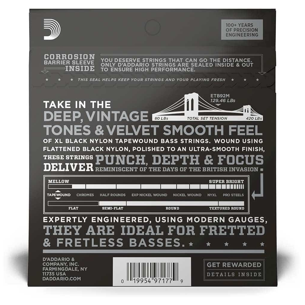 D’Addario - D’Addario ETB92M - XL Bass Tapewound, Medium Scale 50-105 - 2