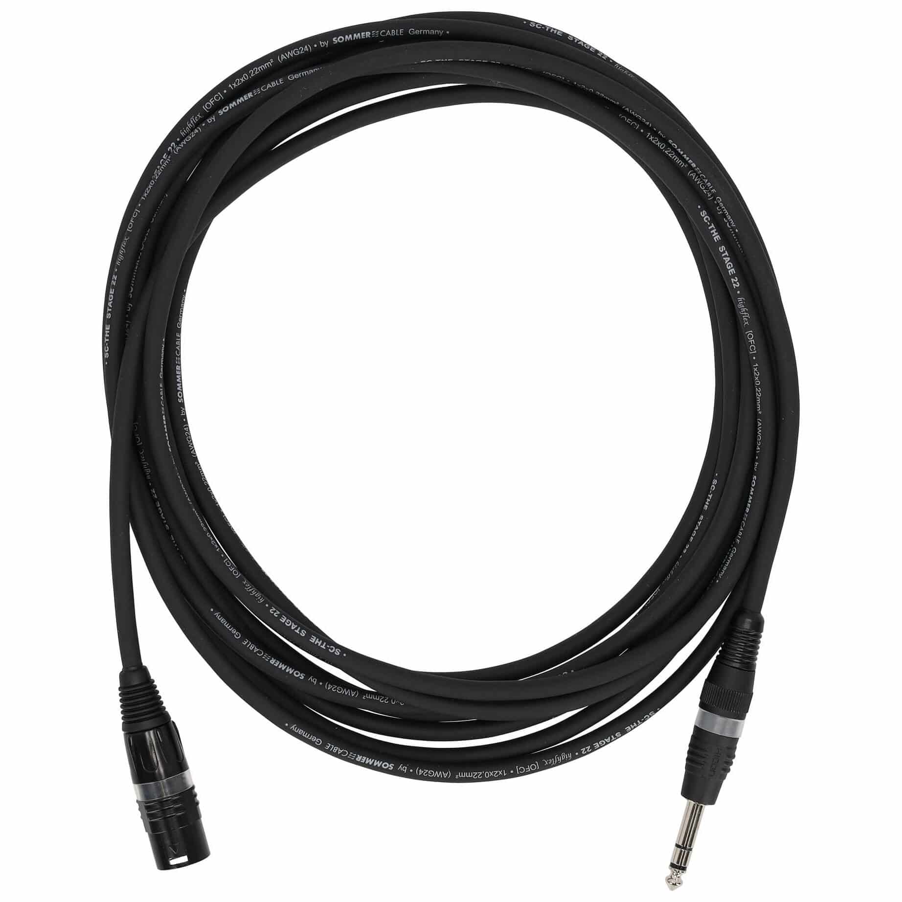 Sommer Cable SGFD-0600-SW Stage 22 Highflex XLR Male - Klinke Stereo 6 Meter