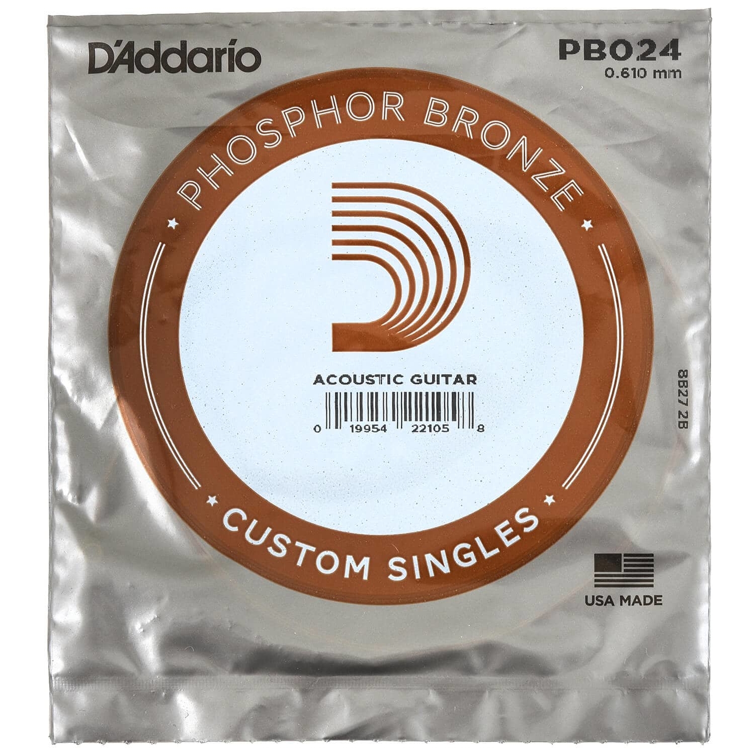 D’Addario - D’Addario PB024 Phosphor Bronze Wound Acoustic Guitar Single String, .024