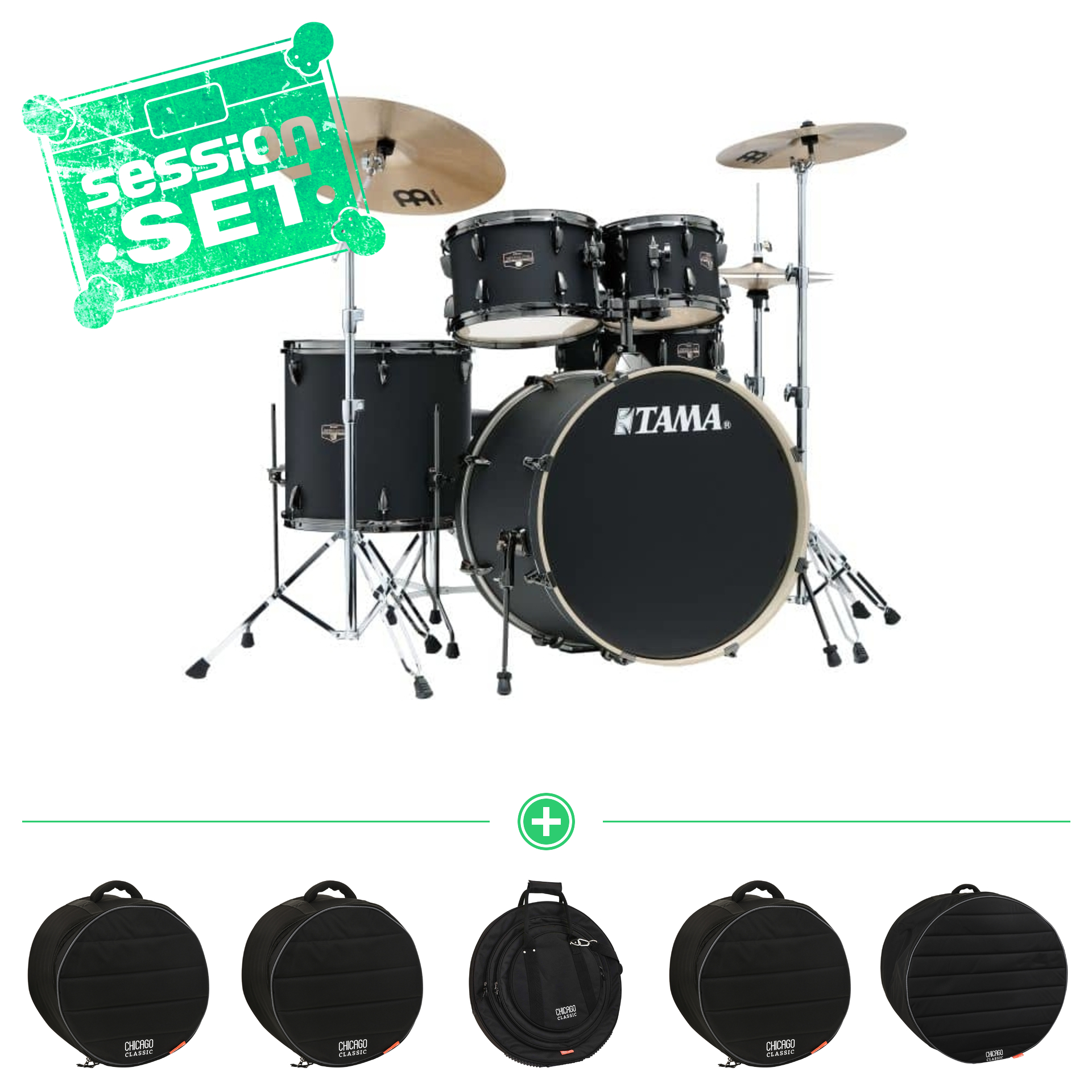 Tama IE50H6W-BBOB - Imperialstar - Blacked Out Black +  Meinl HCSB - Session Set