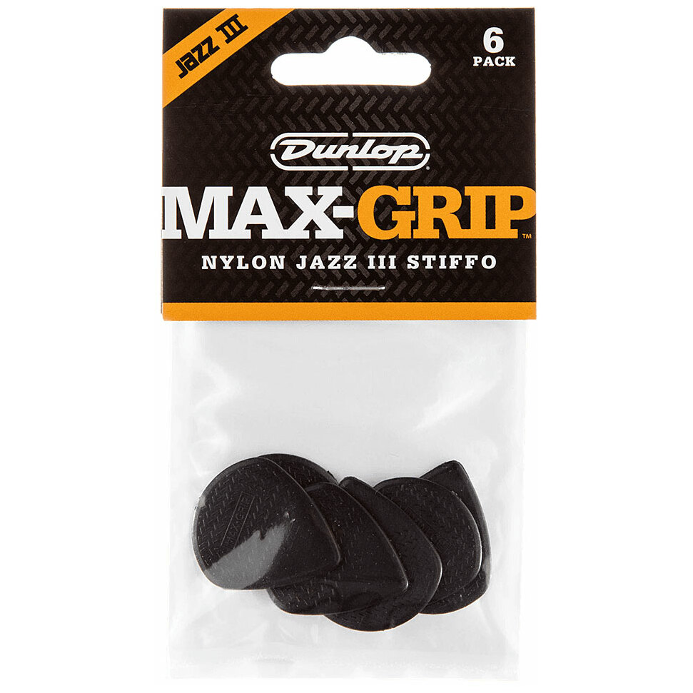Dunlop Pick Max Grip Jazz III Stiffo Players Pack 6 Stück