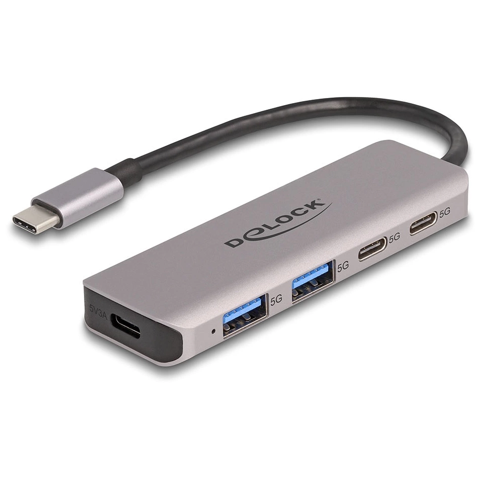 Delock USB-C Hub, 2-Port USB Type-C und 2-Port Typ-A Hub