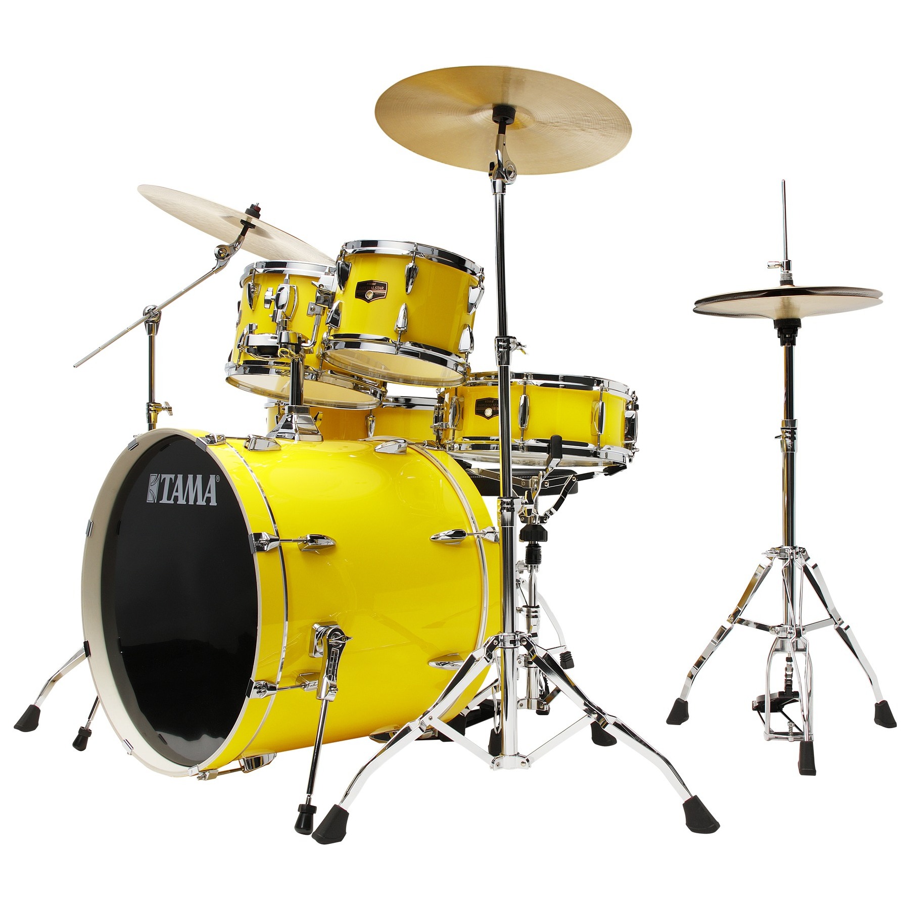 Tama IP52H6W-ELY Imperialstar Drumset 5 teilig - Electric Yellow / Chrom HW + MEINL Cymbals HCS Bronze 6
