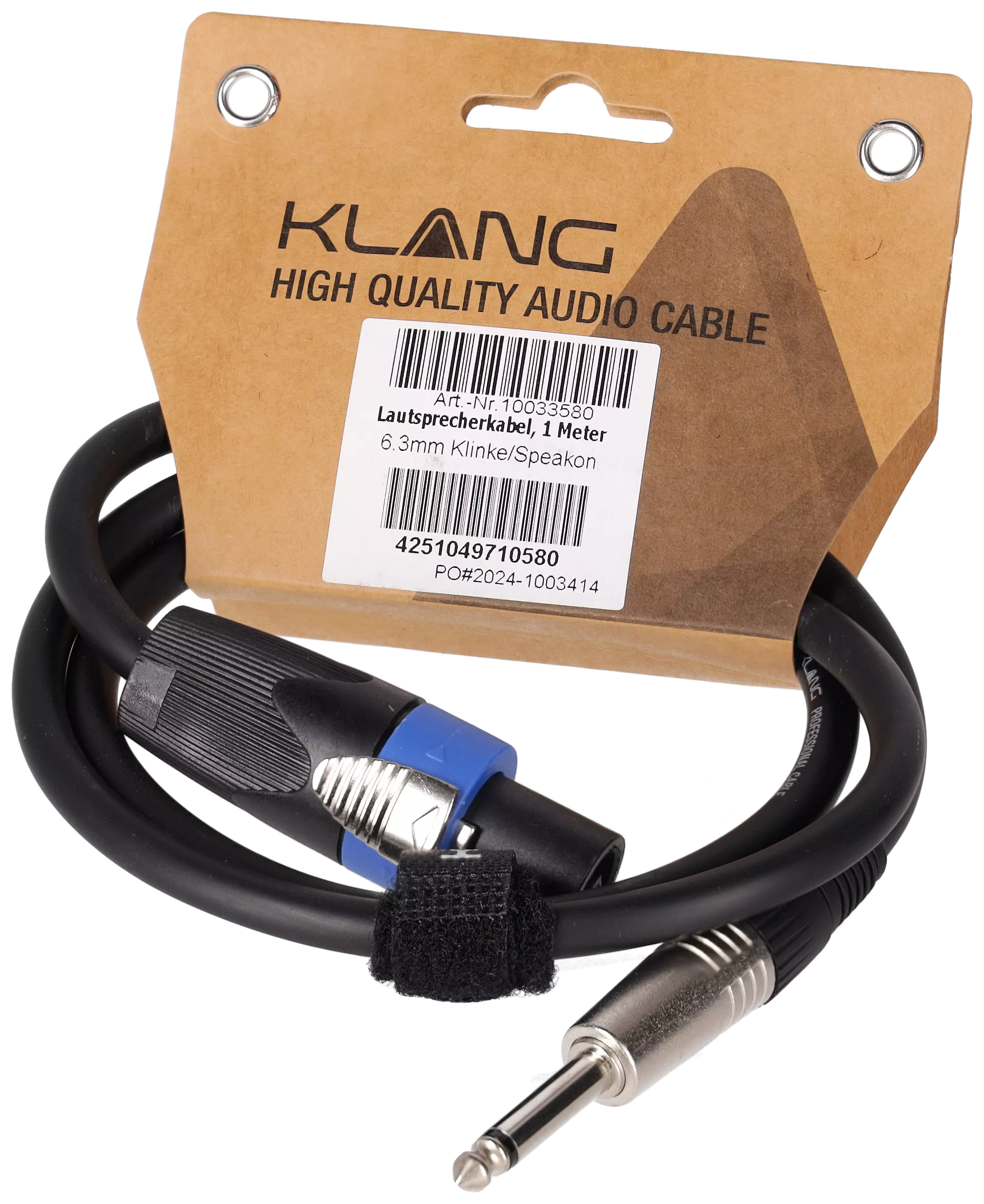 Klang Lautsprecherkabel, 1 Meter, 6,3mm Klinke / Speakon 1