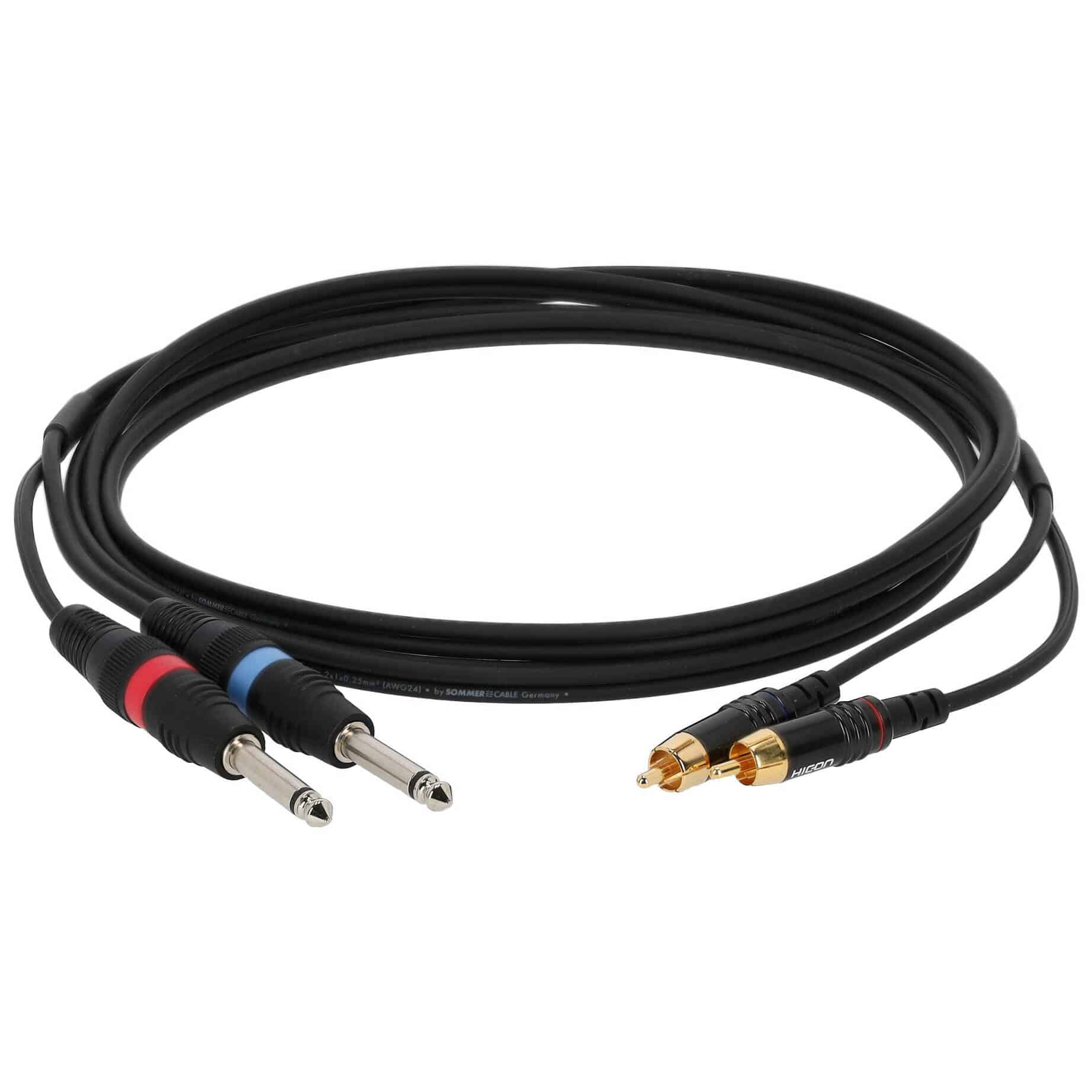 Sommer Cable ONH0-0250-SW SC-Onyx Basic 2 x Klinke Mono Male - 2 x Cinch Male 2,5 Meter 1