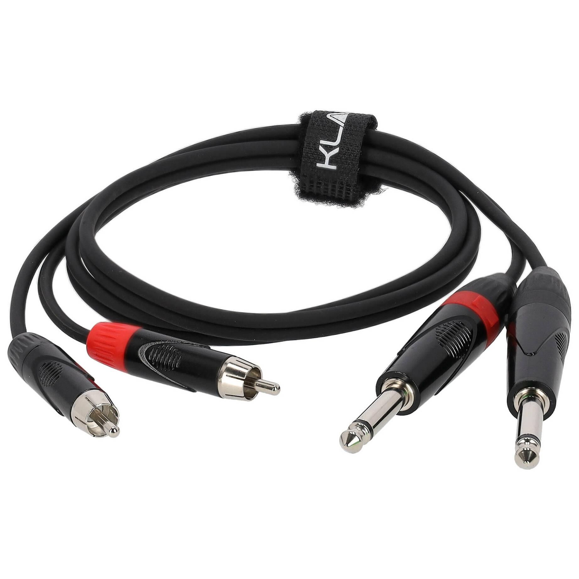 Klang Twin Audiokabel, 1 Meter 2x Klinke, male, mono - 2x Cinch male 1