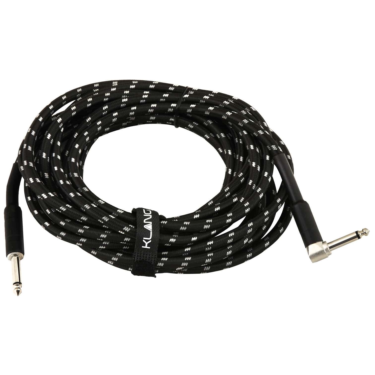 Klang - Klang Instrumentenkabel TWEED Black 6,3mm Klinke, gewinkelt mono - 6,3mm Klinke, mono, 6,0 Meter