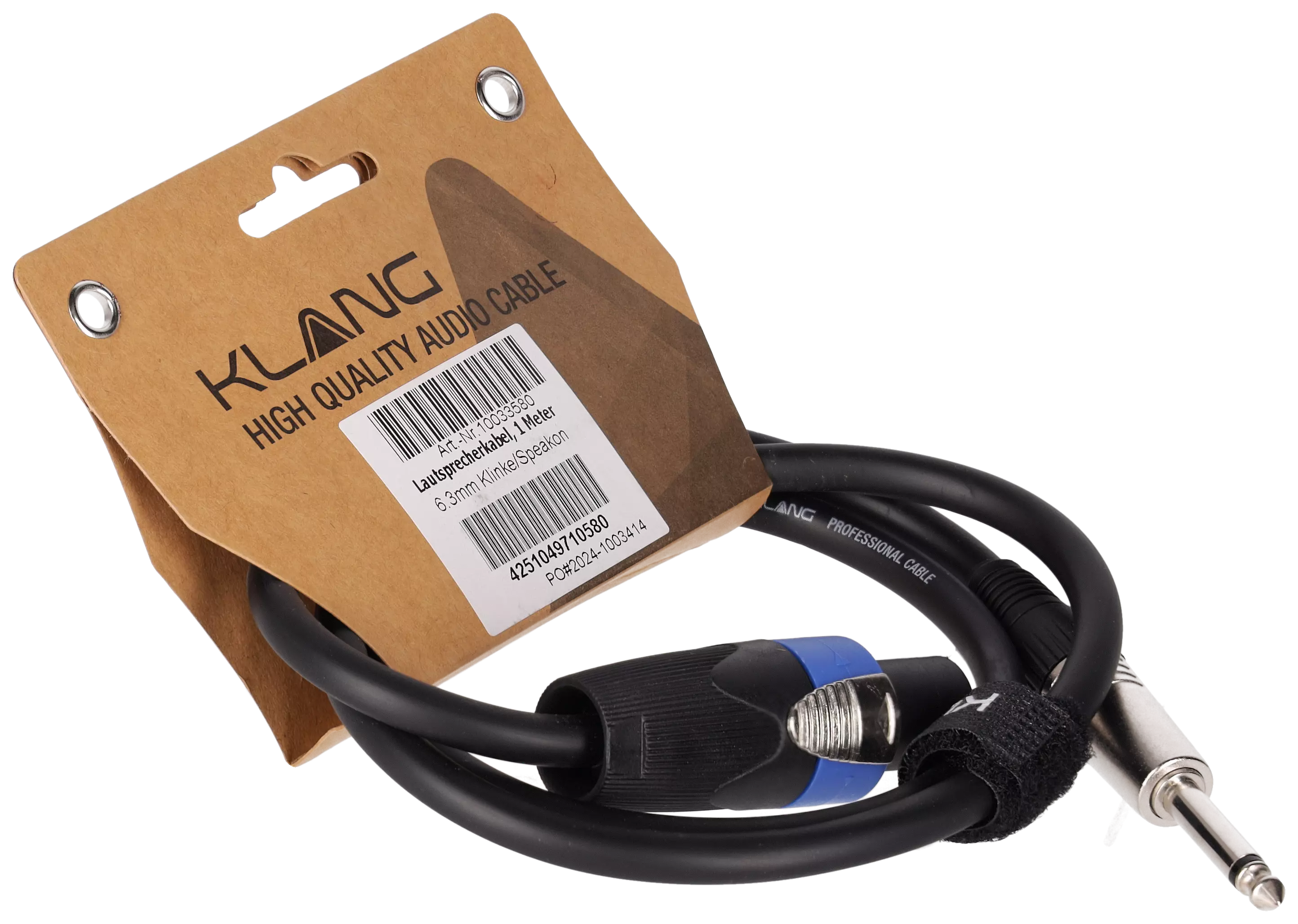 Klang Lautsprecherkabel, 1 Meter, 6,3mm Klinke / Speakon 2