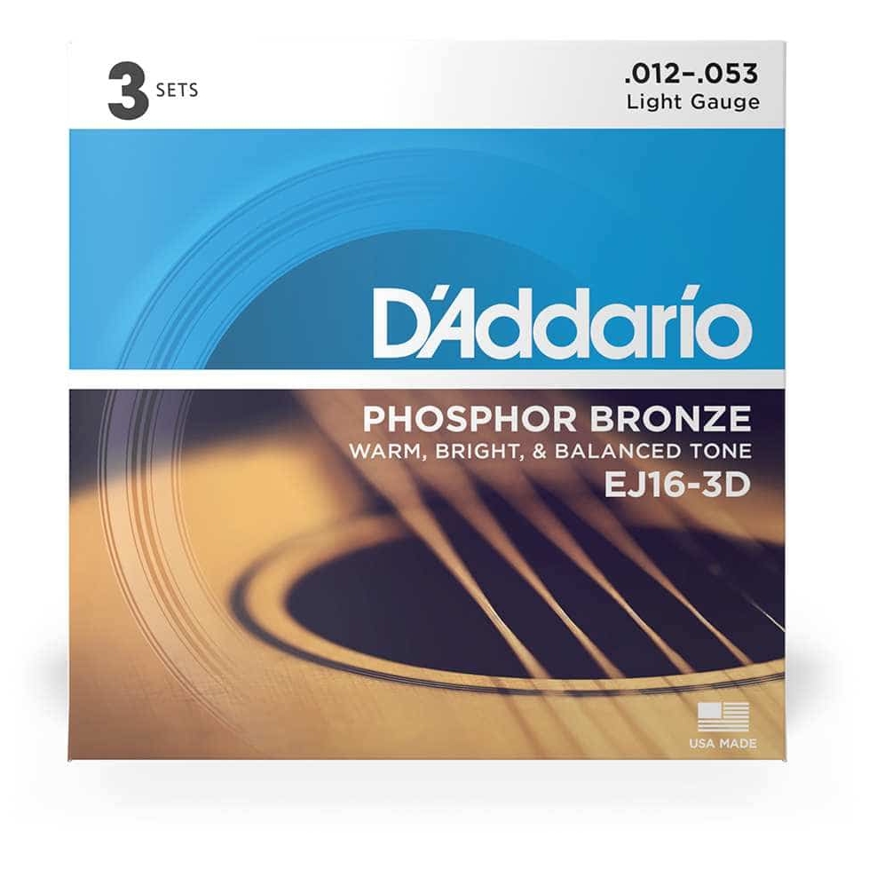 D’Addario EJ16-3D - Acoustic Phosphor Bronze 3er Pack | 012-053