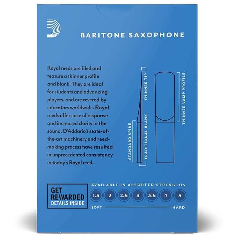 D’Addario Woodwinds - D’Addario Woodwinds Royal - Bariton Saxophone 2,5 - 10er Pack - 3